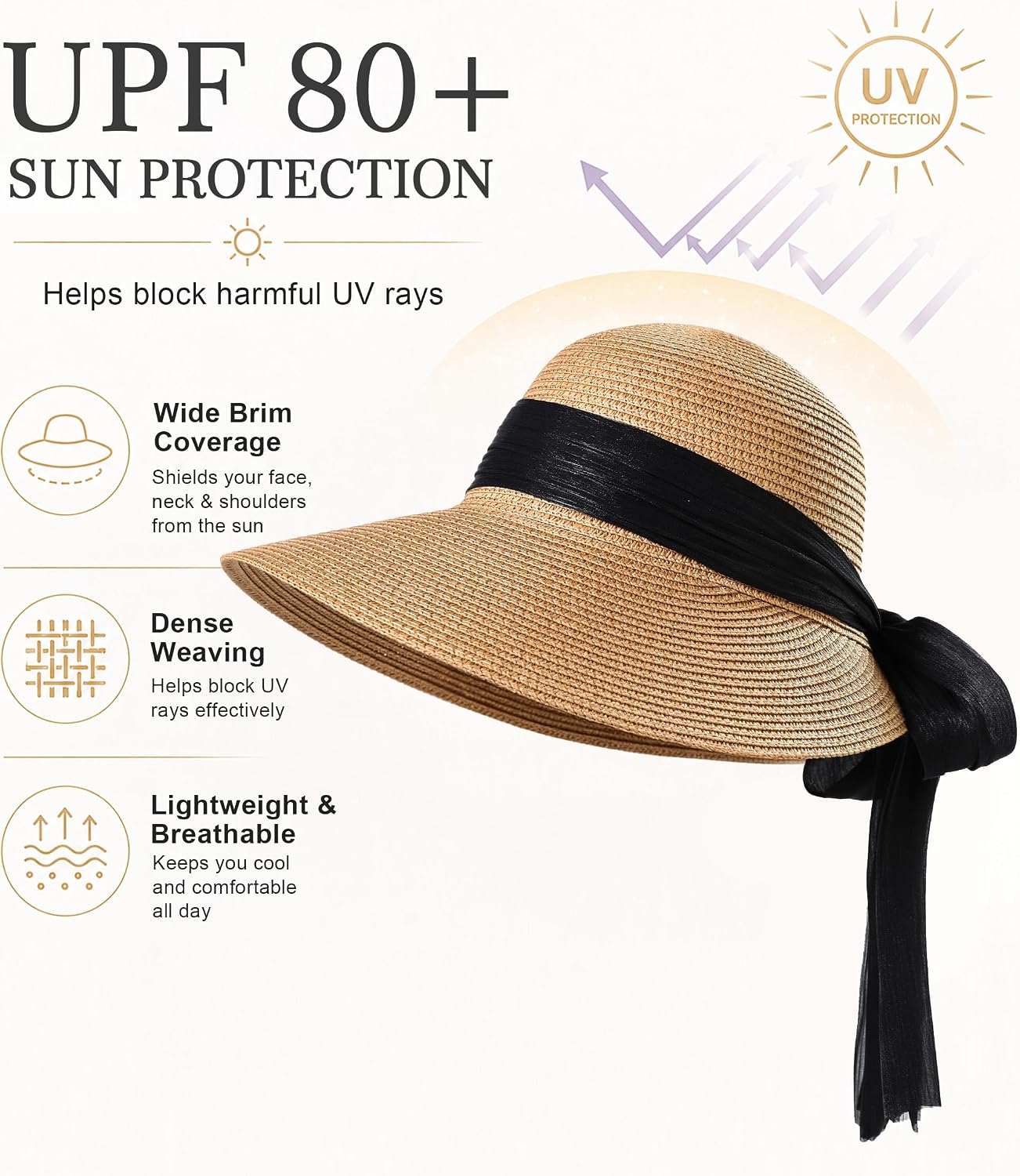 Summer Beach Hat for Women Straw Hats for Women Foldable Womens Sun Hats Outdoor Visor image 2