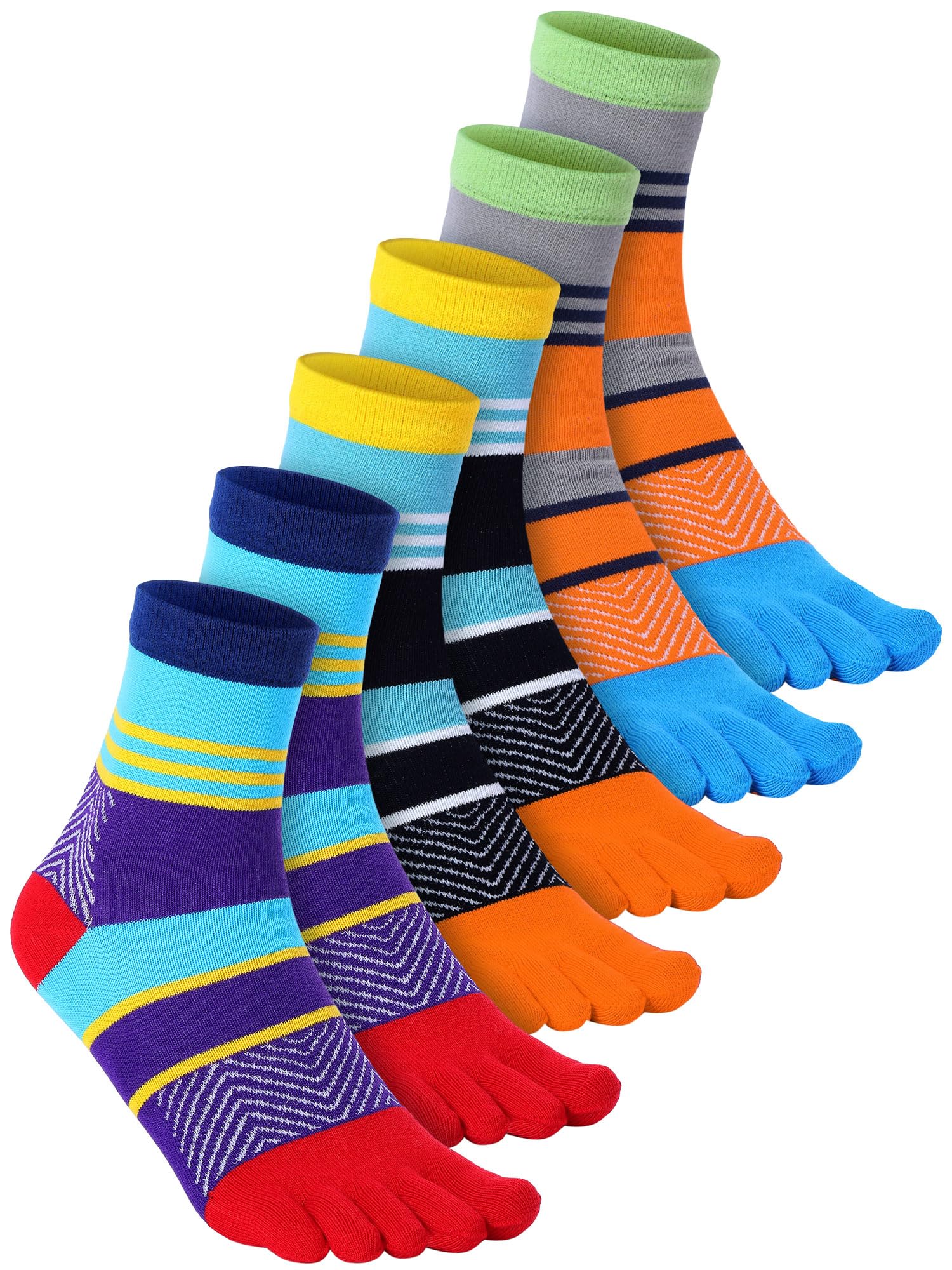 Fourluoo 3/6 Pairs Cotton Toe Socks for Women Men