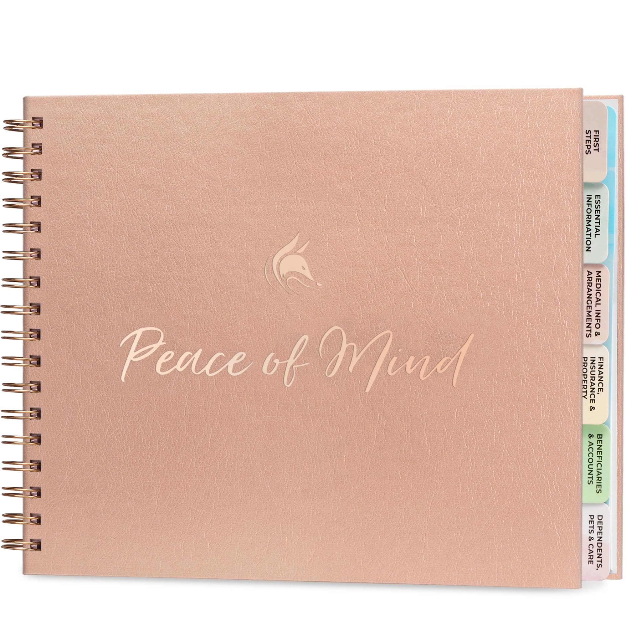 Clever Fox Peace of Mind Planner – Guided End of Life Organizer, Personal Record Book & Emergency File for Important Information (Rose Gold)