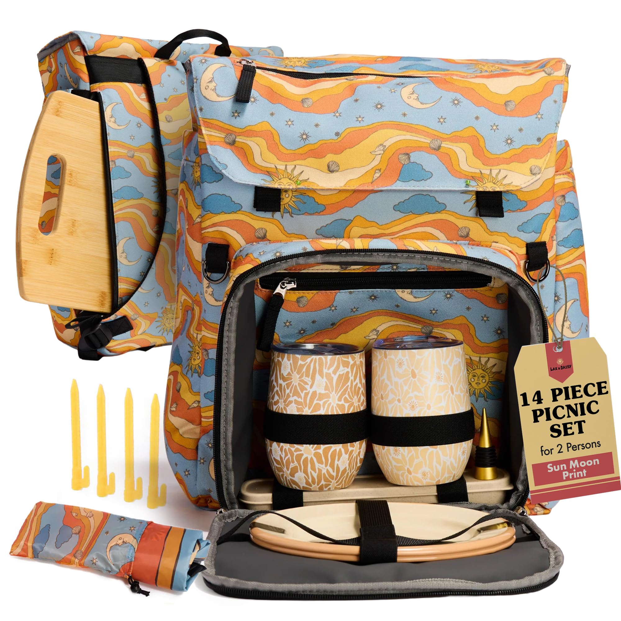 Amazon.com: Lax & Daisy Travel Picnic Backpack for 2 Persons - 14