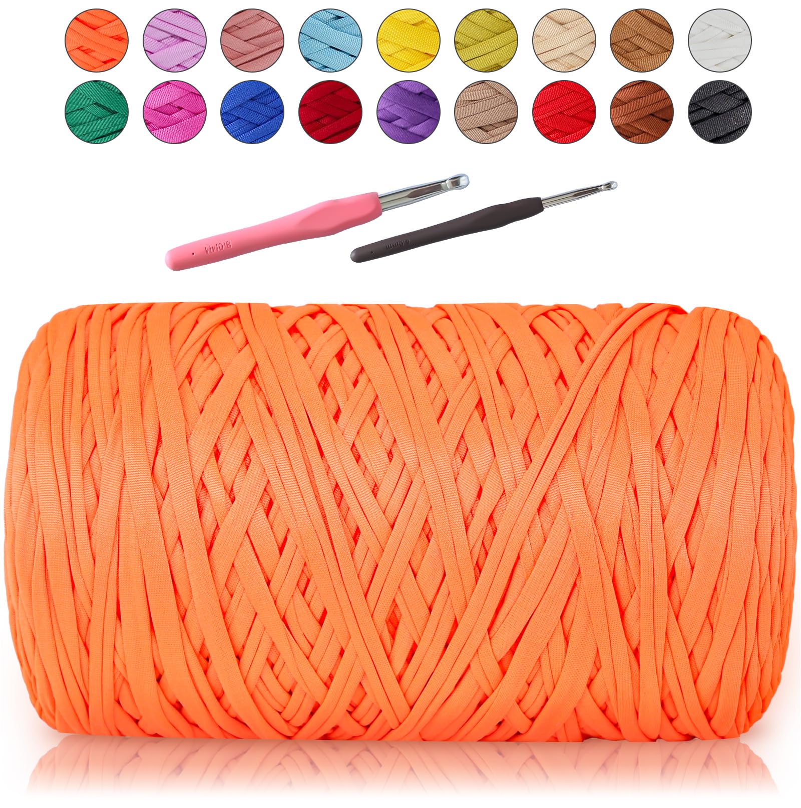 SIMEIQI T-Shirt Yarn 1000g, Soft Elastic Chunky Yarn Orange