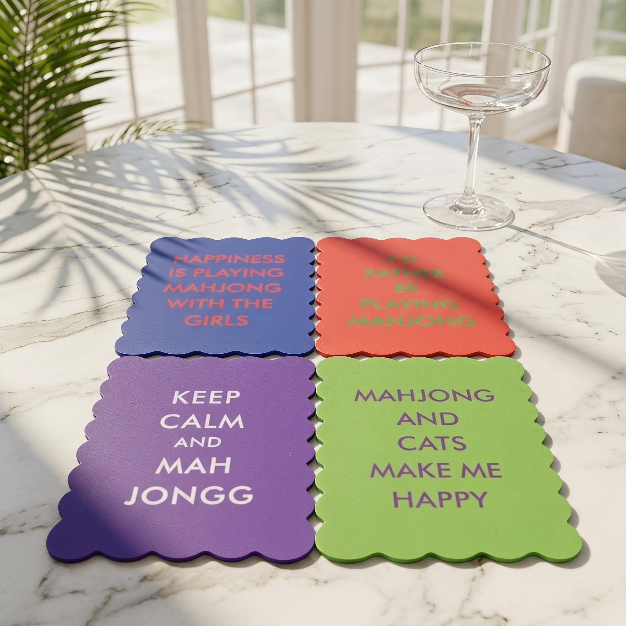 Lurrose 8 carte mescolatrici Mahjong in PVC con bordi smerlati, mescolatori | Accessori per mescolare le tessere del Mahjong con 4 frasi divertenti, ausilio portatile per il Mahjong per giochi di società