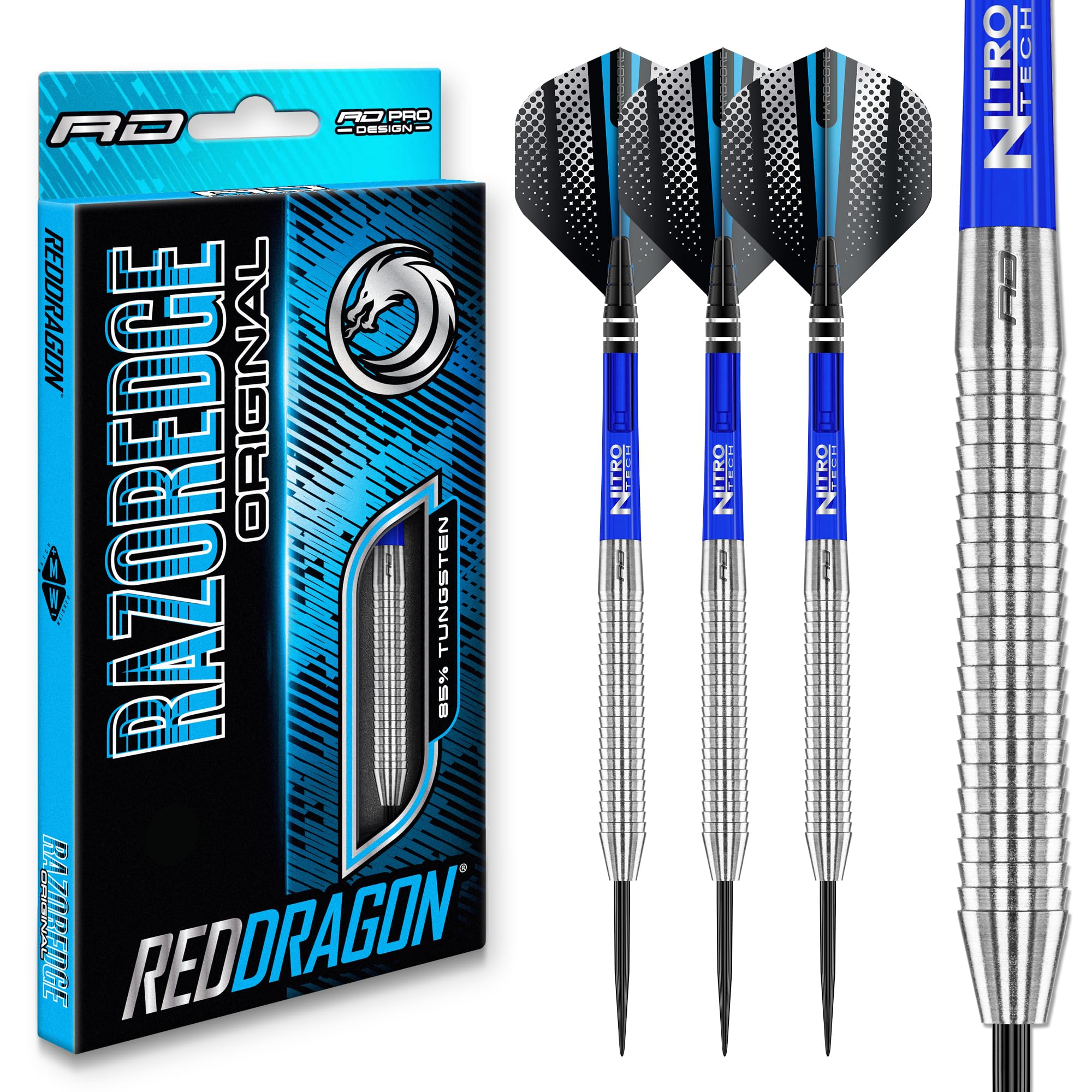 RED DRAGON - Razor Edge 22g Steel Tip Dart | Original Series - 85% Tungsten Darts Set - Includes Flights & Stems | Professional Dart Set