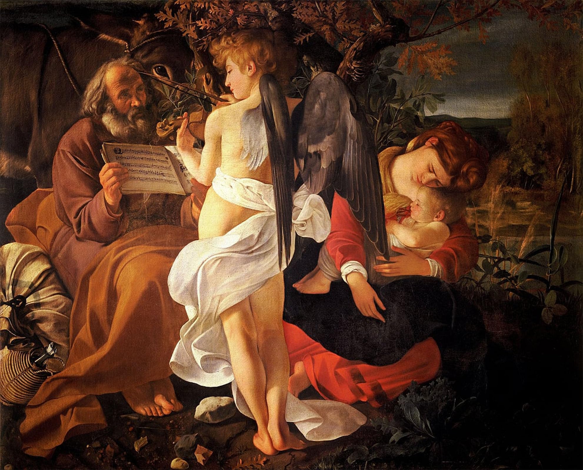 ARTXLXXBN Famous Painting Art Wall Decor Abstract Art Picture Rest on the Flight Into Egypt by Merisi Caravaggio Animal Pictures for Home Decor 60x90cm