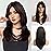 HAIRCUBE Long Dark Brown with Highlights Wigs for Women Synthetic Curly Wavy Hair Wig for Daily