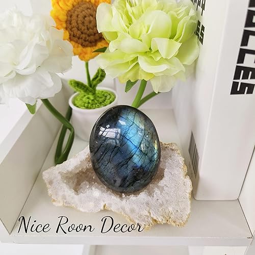 Miniatura 4 de ZHIYUXI Cristales y piedras curativas de 2.2 a 2.4 pulgadas, piedras preciosas de labradorita negra, piedra de preocupación para decoración de