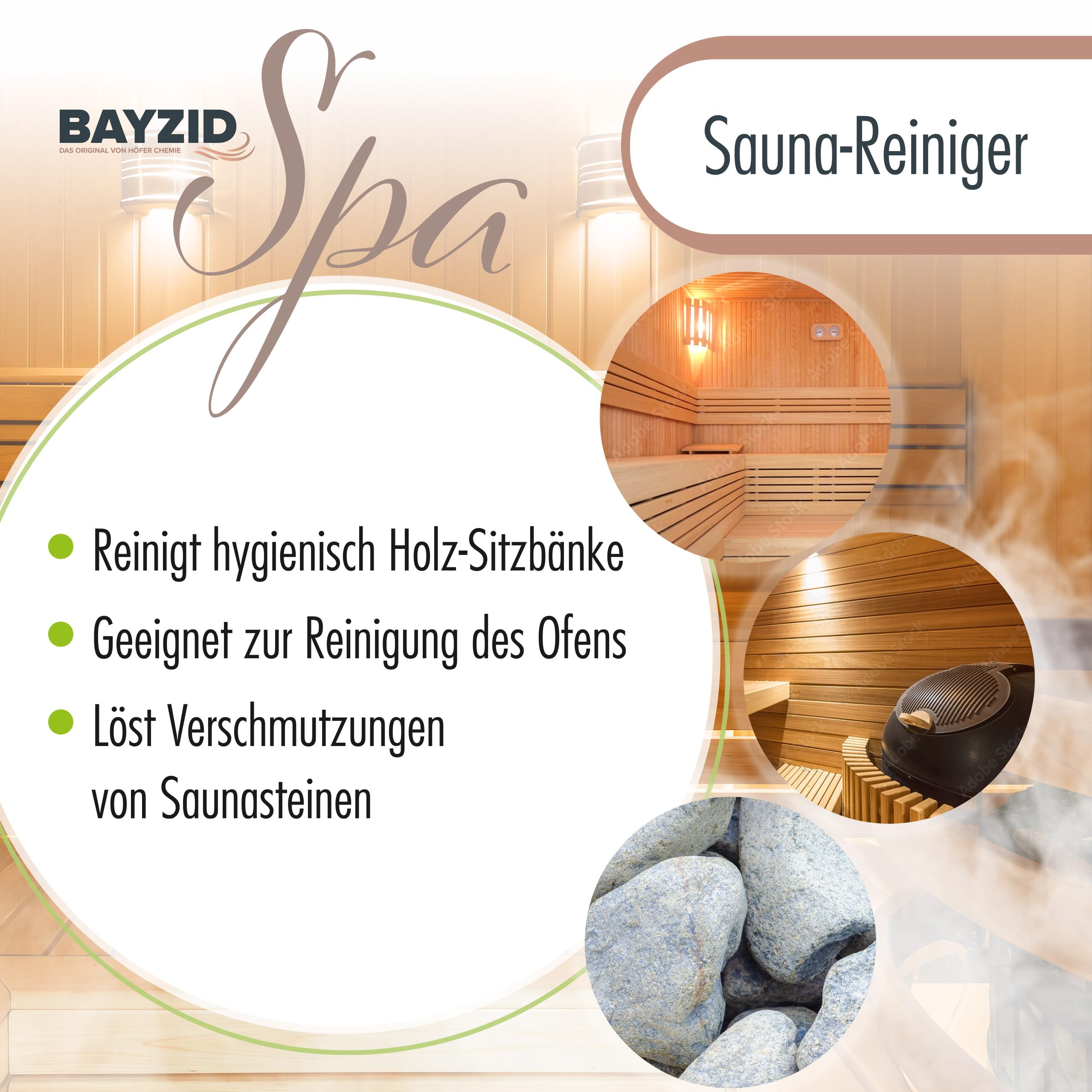 Bayzid 3 x 1 L SPA Saunareiniger Konzentrat mit Eukalyptusduft zur Reinigung von Sauna Holz