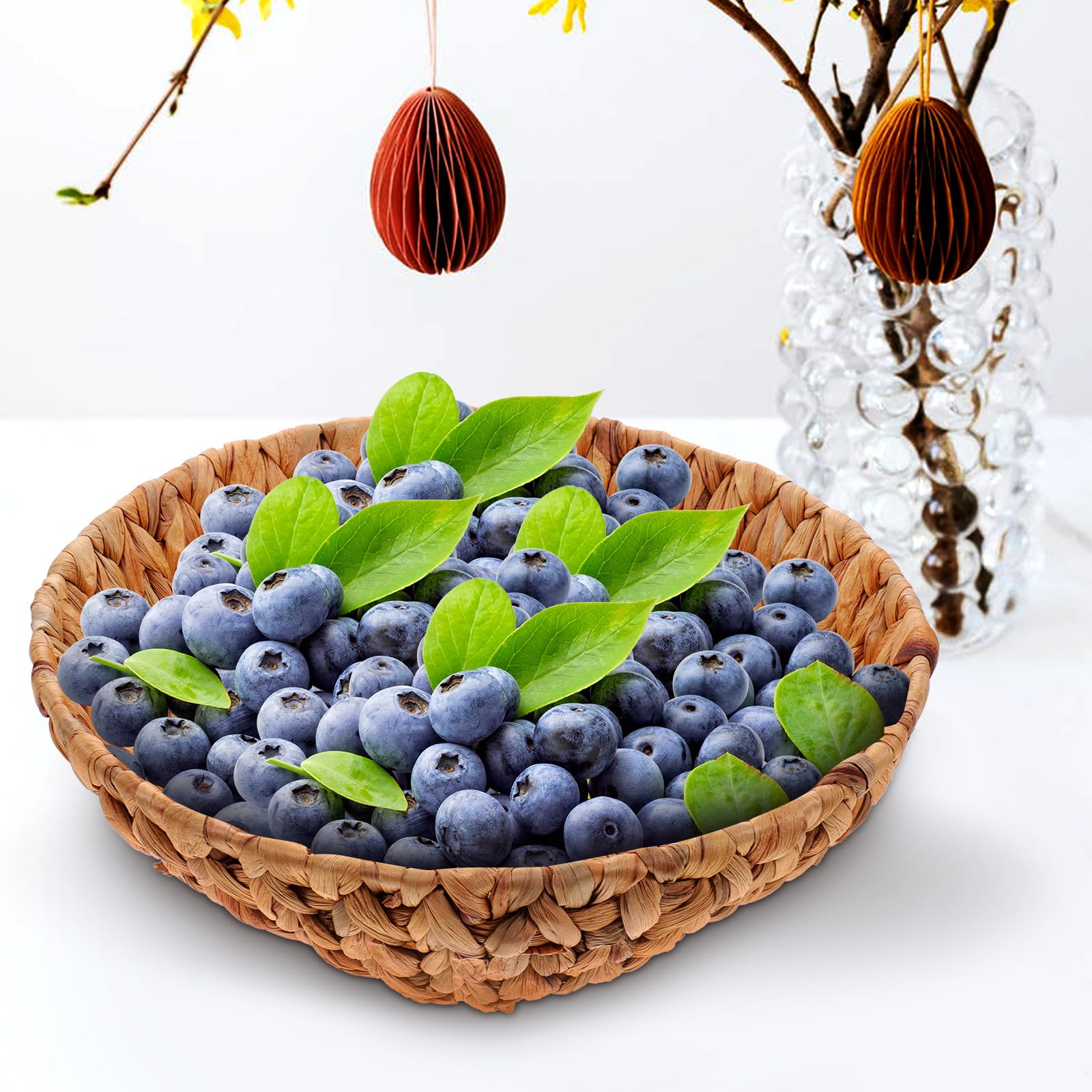 Mikinona Cesto Rotondo Intrecciato in Fibra Naturale per Snack e Alimenti, Design Semplice, Facile da Pulire, per Ufficio e Scuola