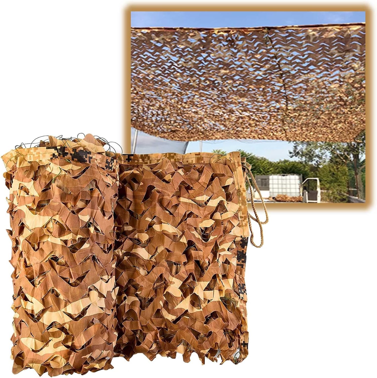 Sunshade Camo Netting 6x15m,7x13m,8x9m,9x20m,2x7m,3x10m,4x12m,5x8m,10x10m Bulk Roll Camouflage Net Desert Camo Military Nets with Mesh Backing