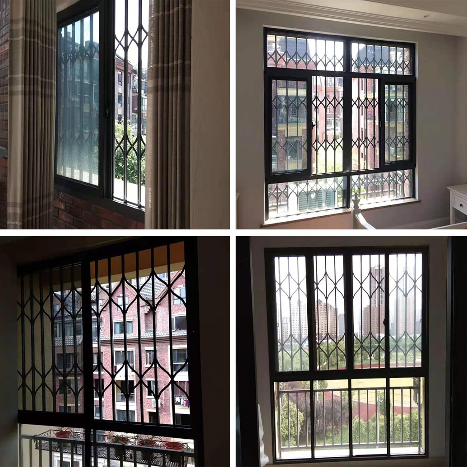 Foldable Accordion Security Bars for Windows, Aluminum Alloy Invisible Sliding Panel, 60x60cm Grille for Bedroom, Office, Mall - Enhanced Safety & Space-Saving Design