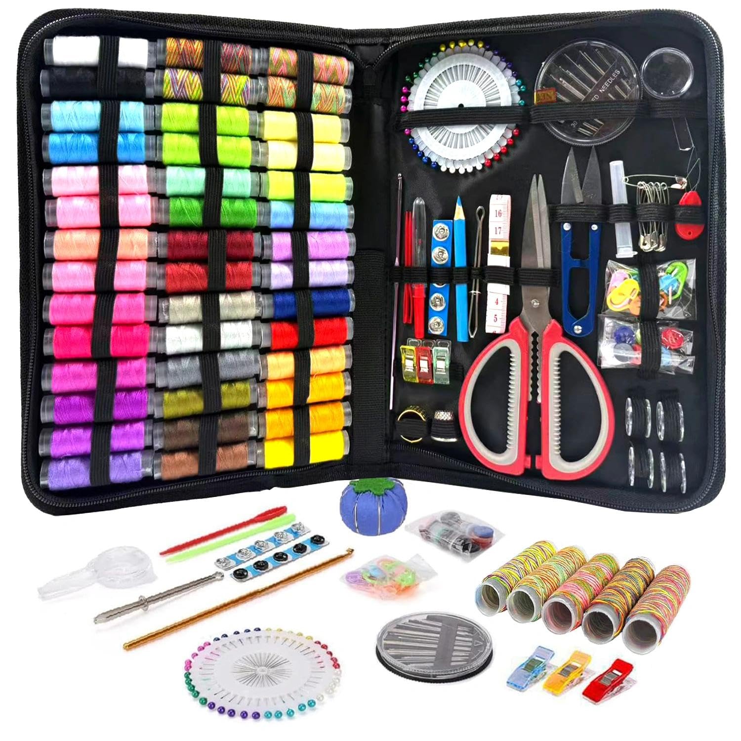 Nähset für Erwachsene, Professionelle Nähbarungen, Enthält Faden, Ergonomische Schere, Nadeln und mehr, Mini Nähset für Anfänger, Reisen, Zuhause, Schule und DIY Geschenk