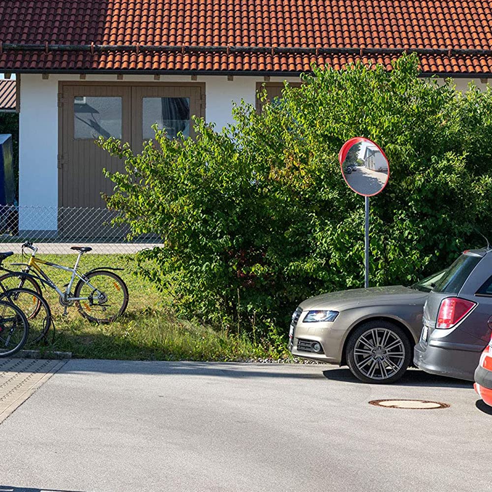 Specchio di Sicurezza Convesso per Traffico PC da 23,6" con Ampio Angolo e Staffa Regolabile per Esterni, Interni, vialetti, Strade, Negozi, Garage, parcheggio, Angolo cieco
