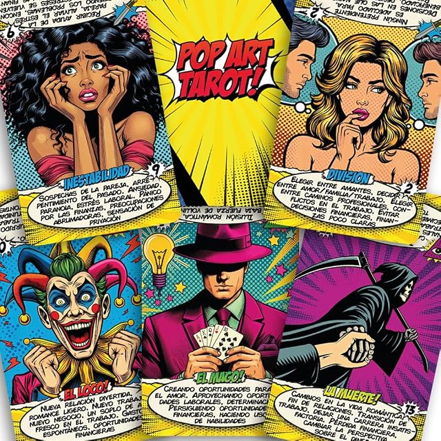 Tarot Pop Art - Cartas de Tarot Español - 78 Cartas con Significados y Guía Ilustrada - Caja Magnética
