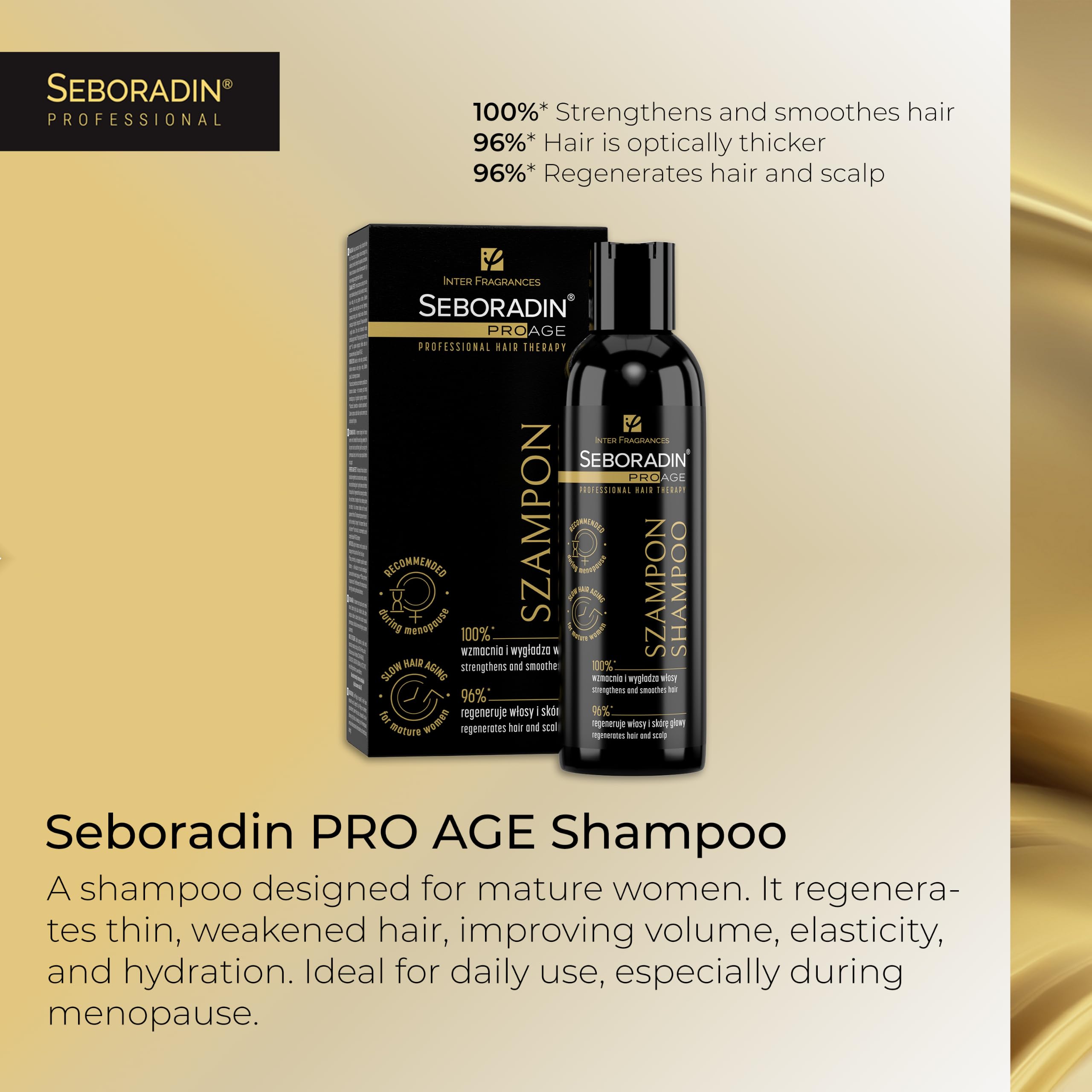 Seboradin PRO AGE Kuracja do Włosów Osłabionych z Szamponem Maską Serum | Zestaw do Pielęgnacji Włosów Cienkich i Wypadających, Wcierka Odżywka bez Spłukiwania Masażer do Skóry Głowy
