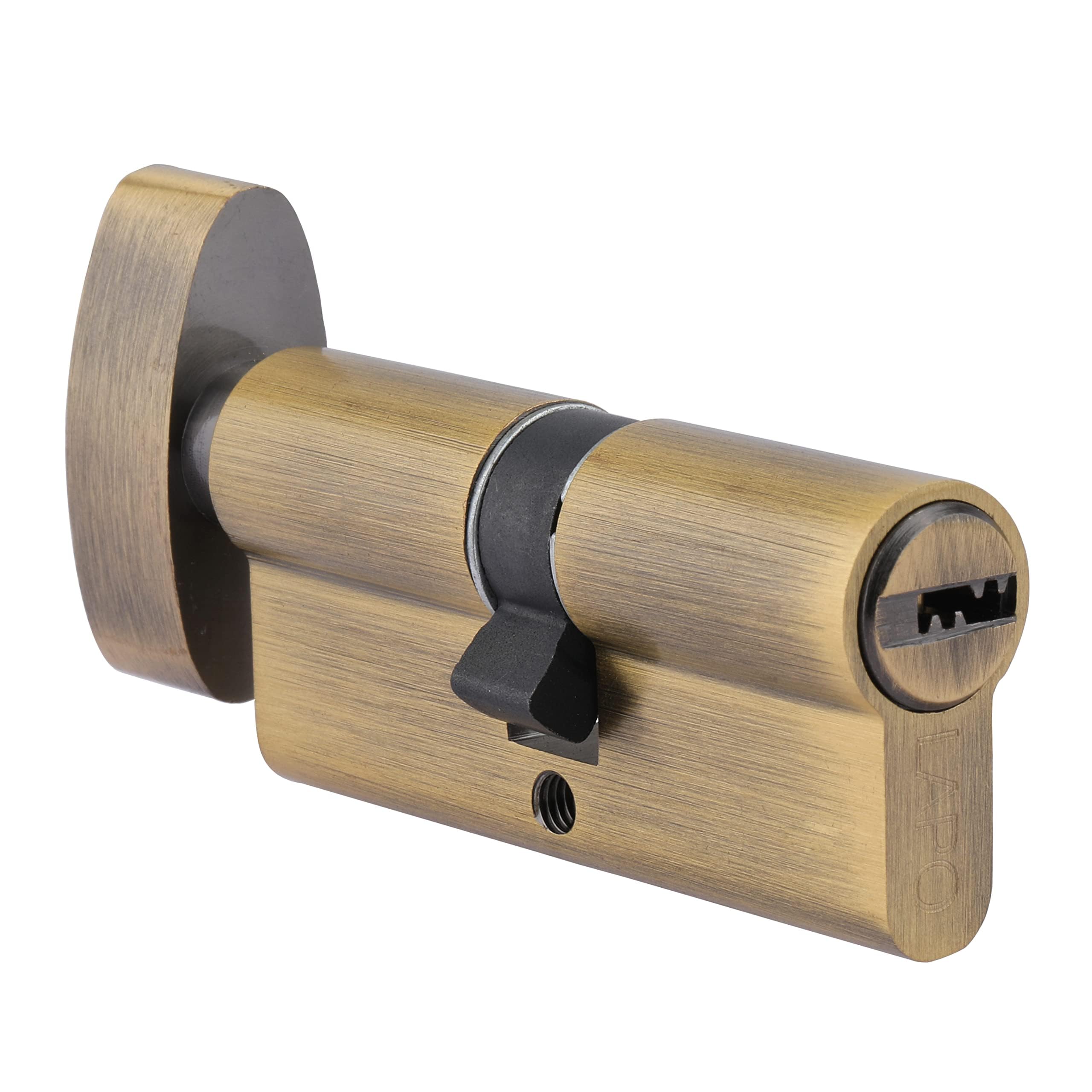 LAPO 70 mm Brass Cylinder Lock for Mortise Handle Lock Fittings for Wooden Door | Cylinder with 3 Brass Ultra Keys(Antique Finish)-Pack of 1 3
