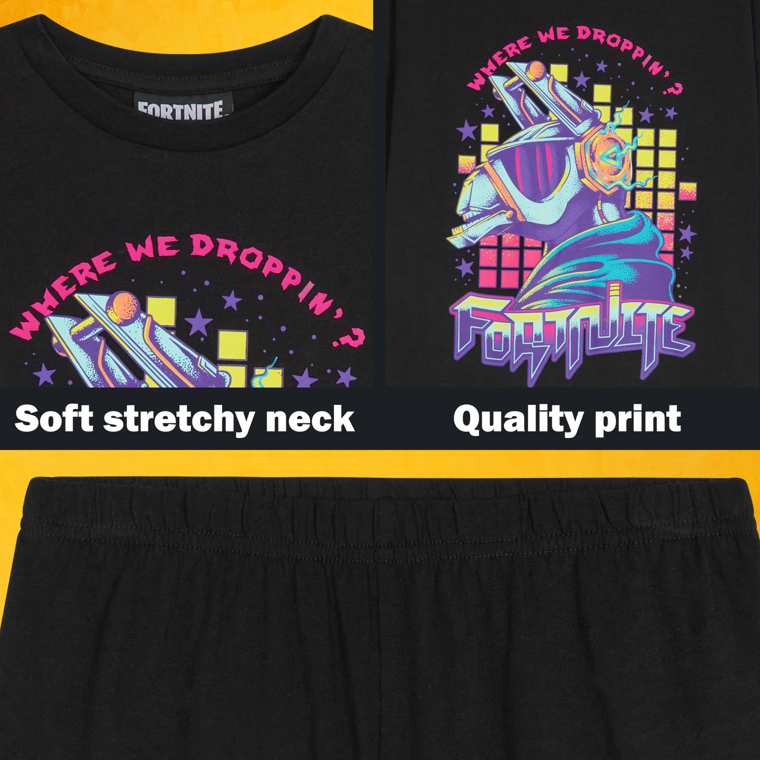 Fortnite Pijama Niño, Pack de 1 o 2, Pijama Corto 2 Piezas Camiseta Manga Corta y Pantalón Corto, Algodón Conjunto Niño Verano, Gamer Regalos