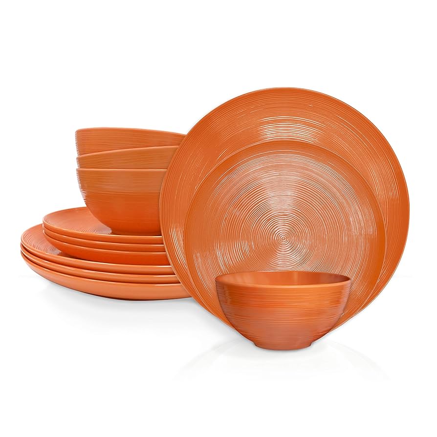 NODEL DESIGN Teak Dish M、S 4セット Amazon.com | Zak Designs Dinnerware Sets for Indoors and