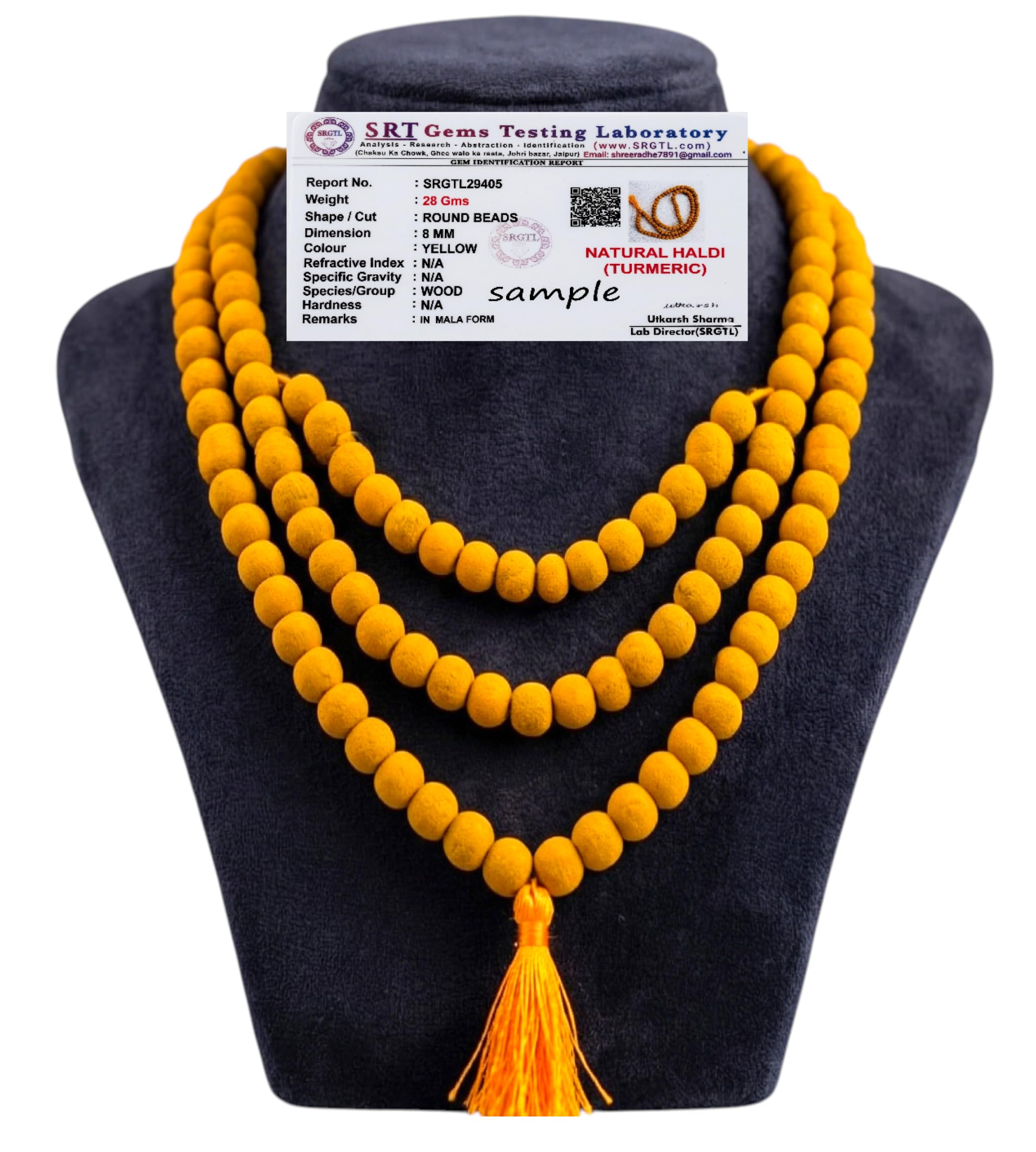 Kalpvrisksham Natural 8mm Haldi Mala Lab Certified – Yellow Turmeric Beads Spiritual Necklace for Chanting, Meditation & Puja Use.(108+1 Bead).-image-48