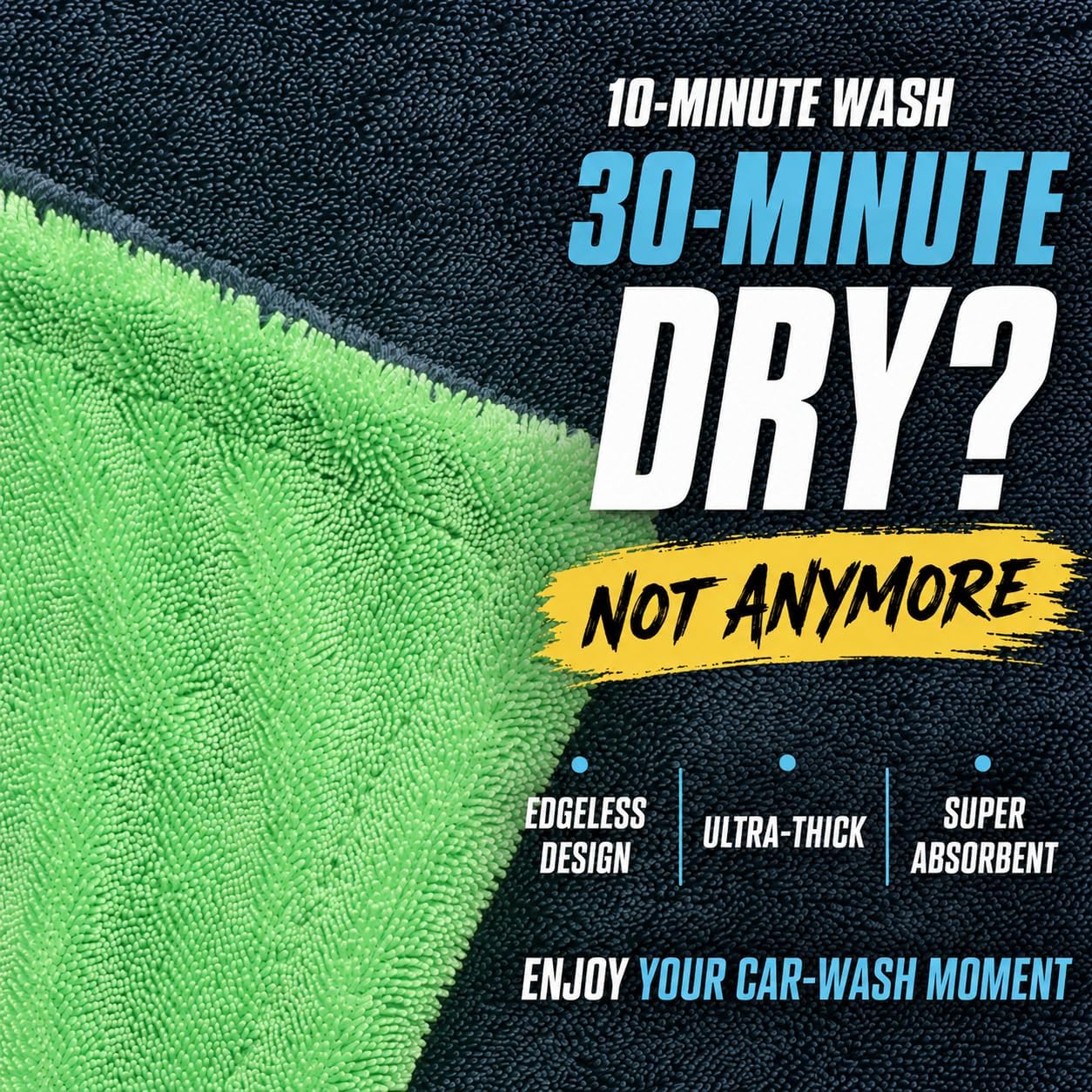 Car Drying Towel, Extra Large 48 x 24 Inch, 1400 GSM, Dual-Color