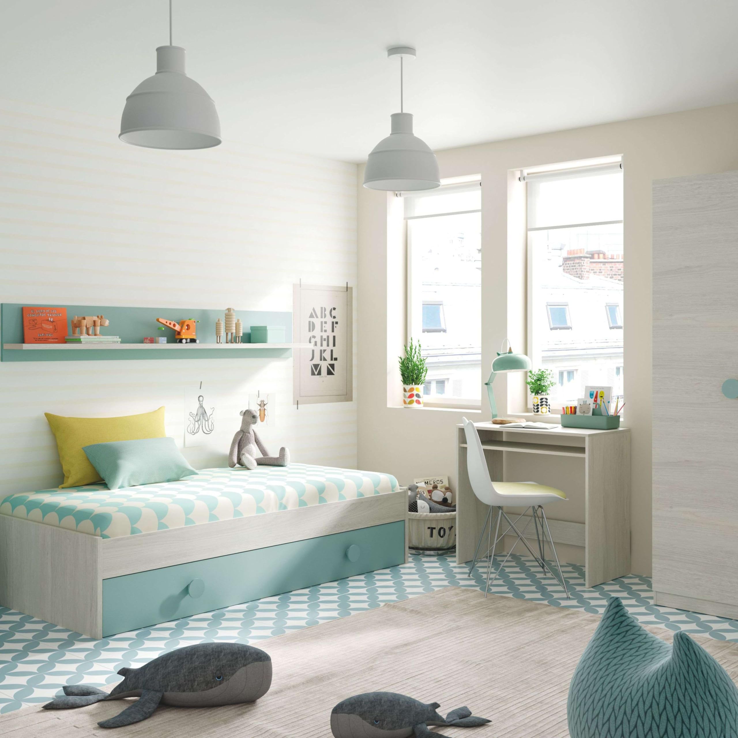 Demeyere - Escritorio pequeño con Almacenamiento de Madera de Roble con 1 Puerta y 1 cajón - Óptimo para Estudiantes - Estilo Industrial - Color Kronberg y Negro Pizarra - Melamina - 127 x 94 x 60 cm