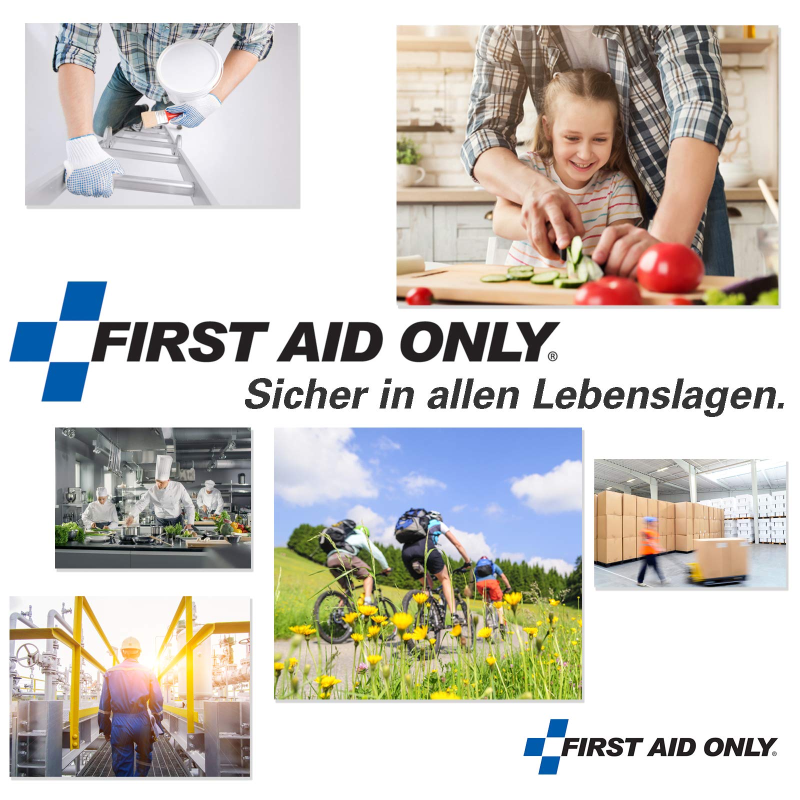 First Aid Only Bolsa de primeros auxilios, 50 piezas, para oficina, viaje, ocio, pequeño, para llevar, azul, P-10036