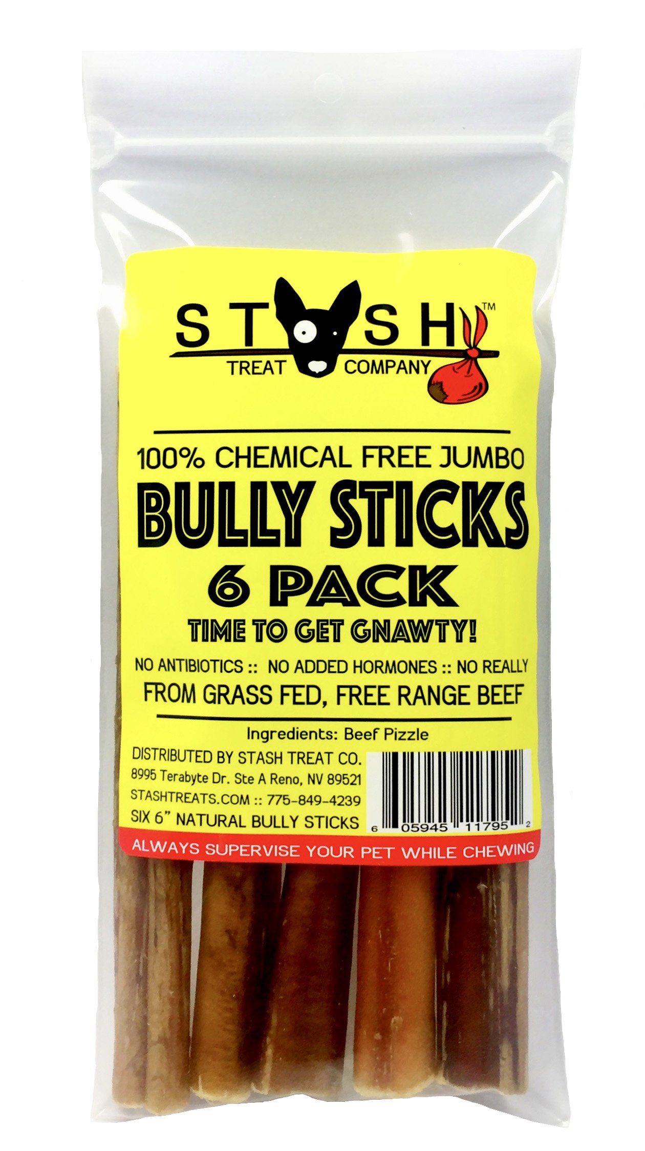 Stash Natural Jumbo Bully Sticks - 6 inch - 6 Pack
