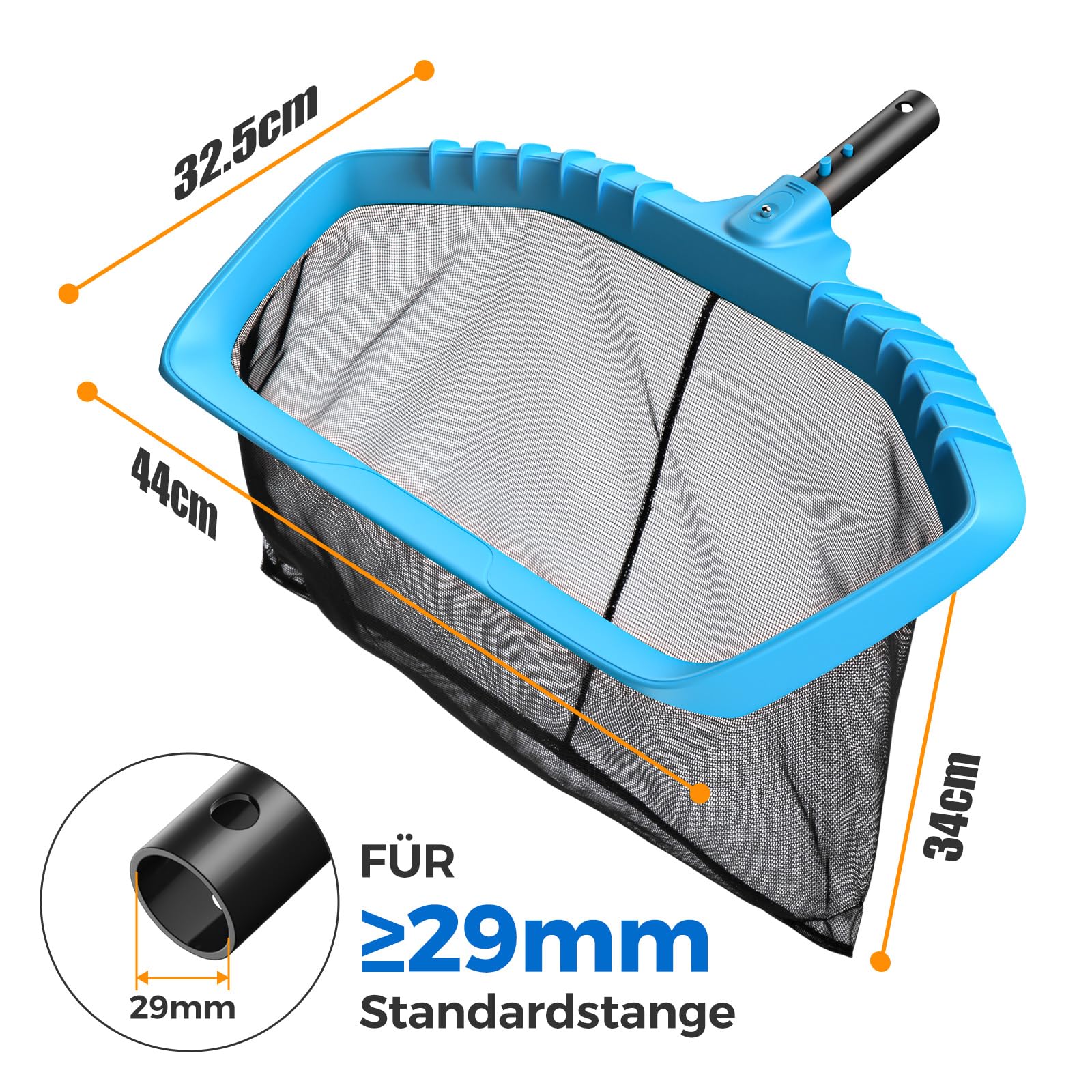 Épuisette De Piscine Mowend - Filet Surface Avec Cadre Renforcé | Compatible Tiges Télescopiques 29mm