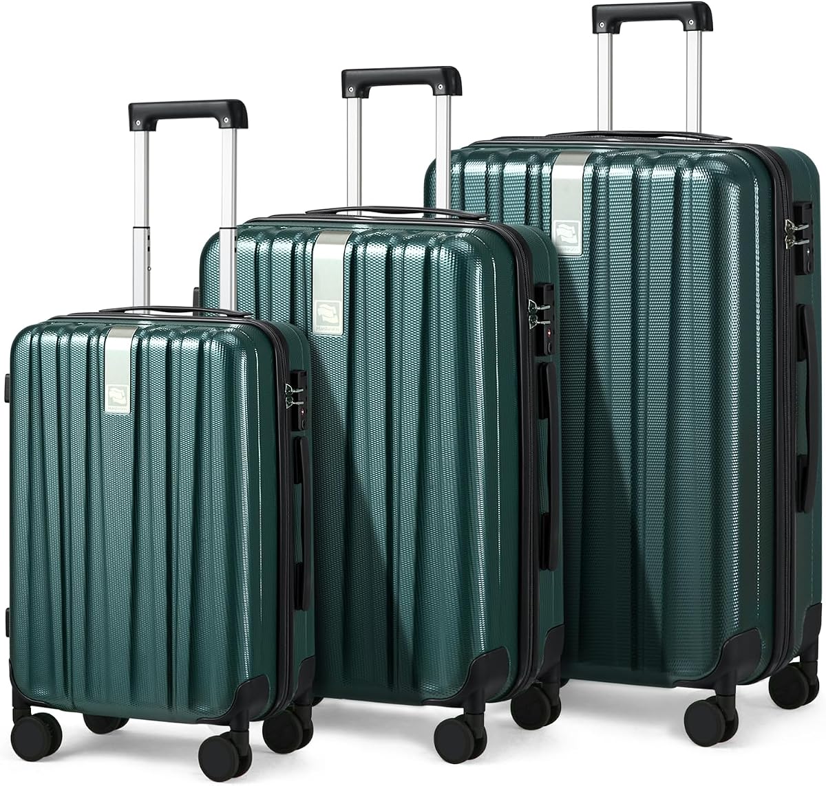 Hanke Luggage Sets 3 piece Carry On Luggage with Wheels PC Hard Shell Suitcases Lightweight Checked TSA Luggage Extra Large Travel Suitcase Woman Men 20/24/29 Inch(Blackish Green)