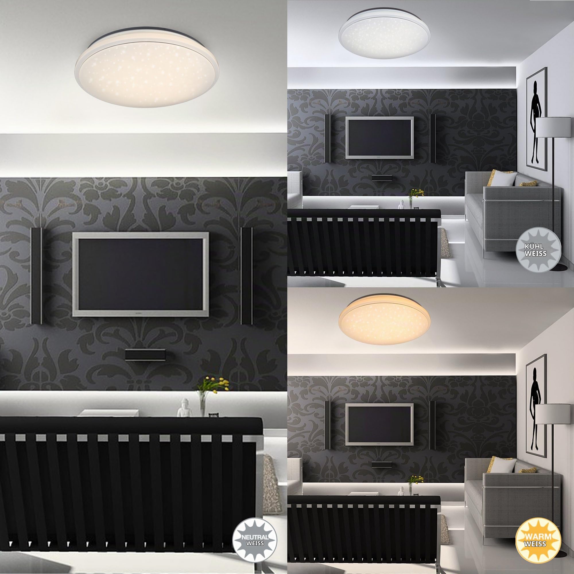 Briloner Leuchten LED Deckenleuchte, Dimmbar, Farbton Einstellbar: Warm Kalt Deckenlampe Inkl. Nachtlicht-Funktion, Timerfunktion, Fernbedienung, Ø 60 cm, 48W, Metall, Weiß