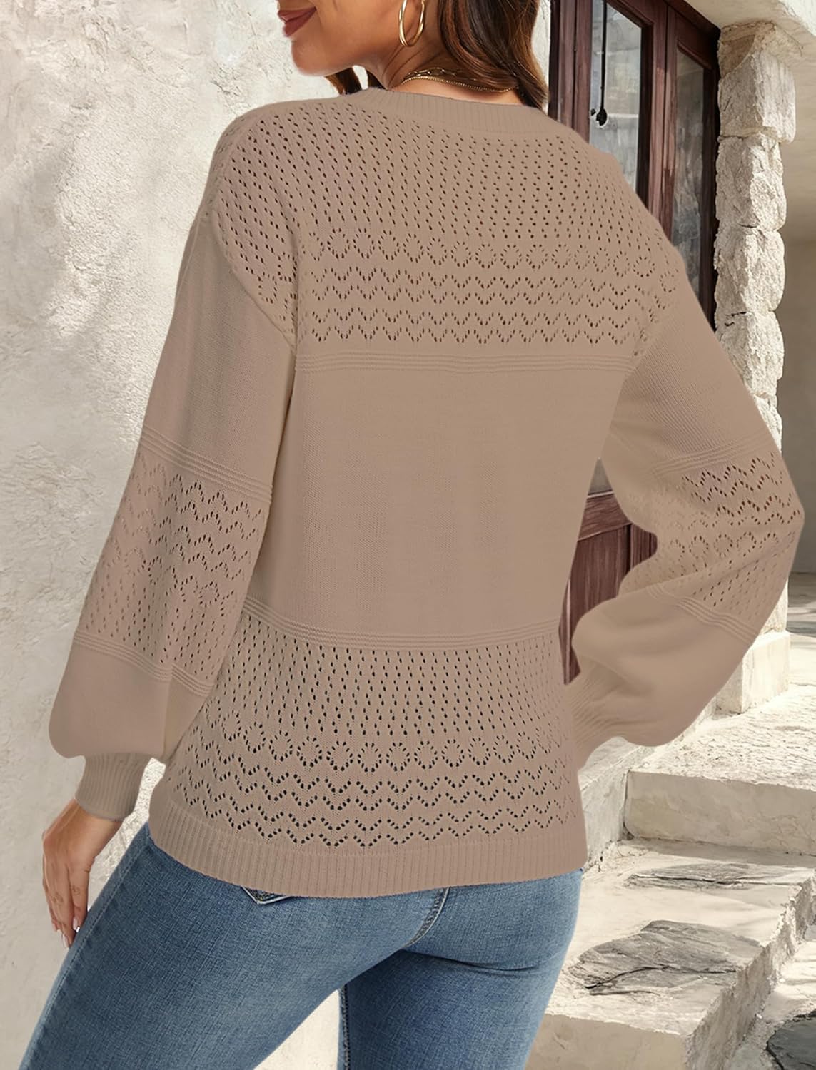 Women's Sweaters Lightweight Casual Pullover Sweater Long Sleeve Knit Loose V Neck Tops Fall Fashion 2025 - Image 3