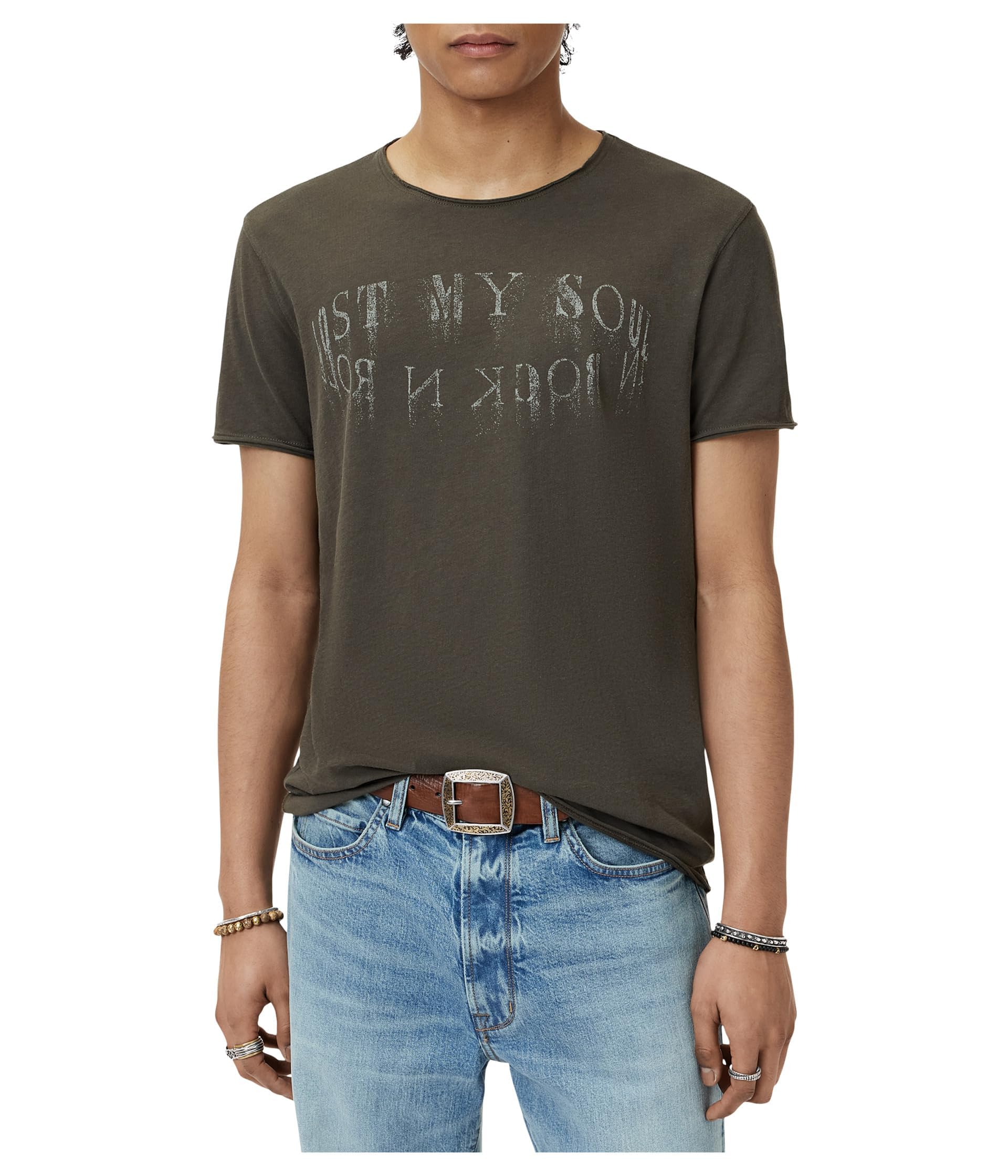 John Varvatos Men's Lost My Soul Tee, Mushroom, Medium