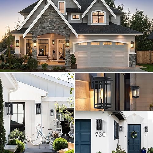 Vista 57 de Paquete de 2 lámparas de pared para exteriores del anochecer al amanecer de 9.76 pulgadas, lámpara exterior de montaje de pared para luz de porche