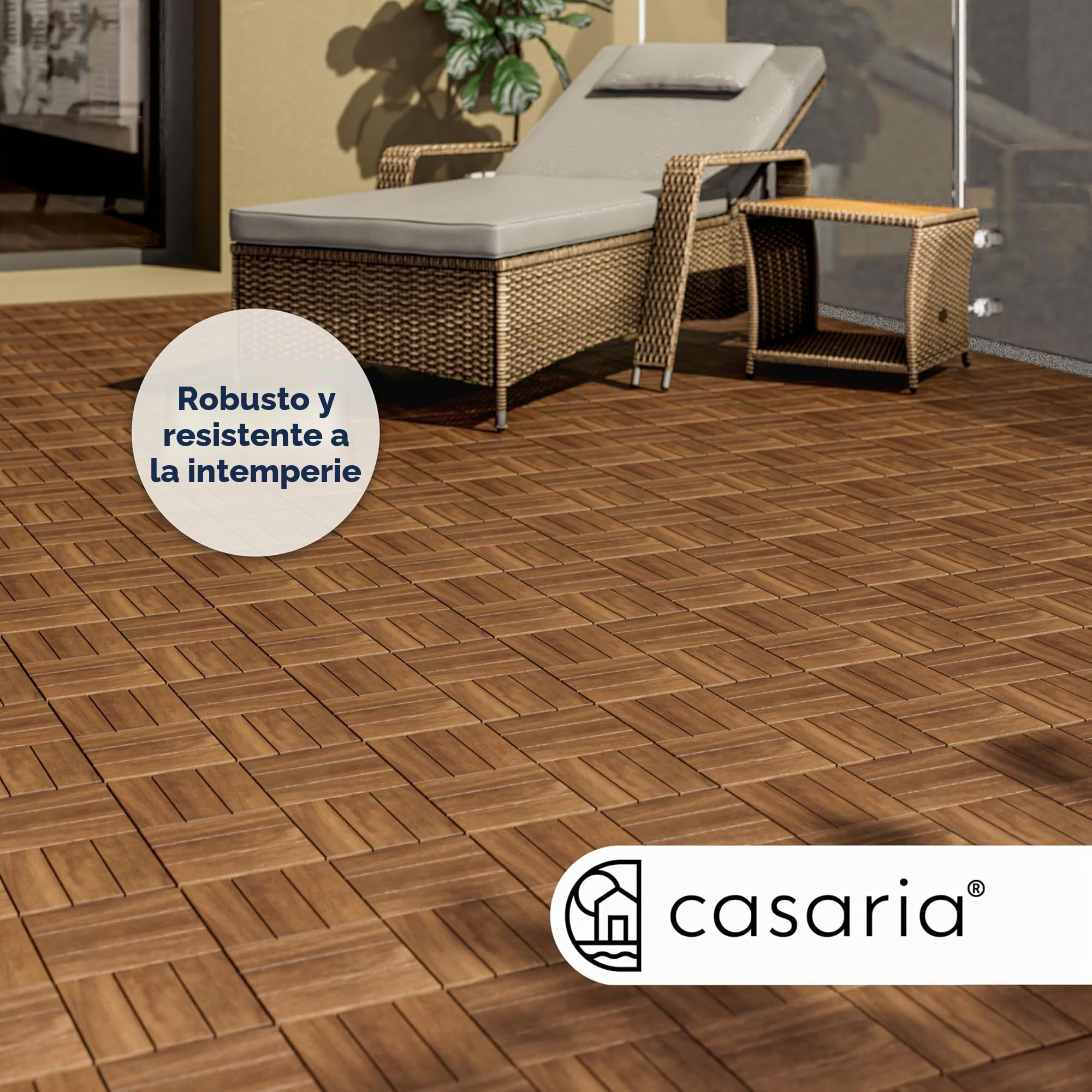 Casaria 22x Baldosas de Madera de Acacia Mosaico 30x30cm 2m² Certificado FSC® Losetas Jardín Terraza Balcón