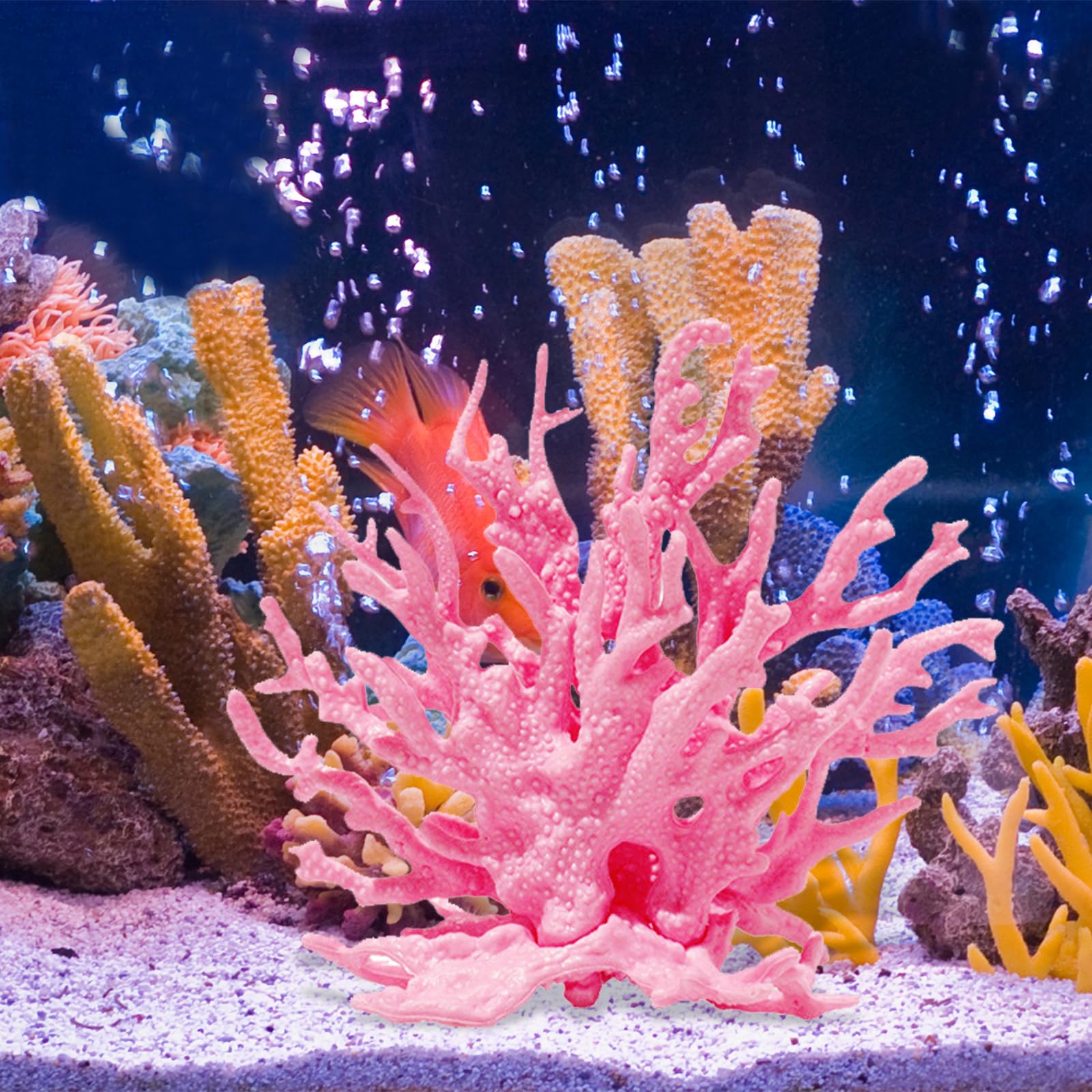 Corallo Artificiale Gamberetti Pianta Acquario Decorazione Paesaggio Acquatico (Rosa)