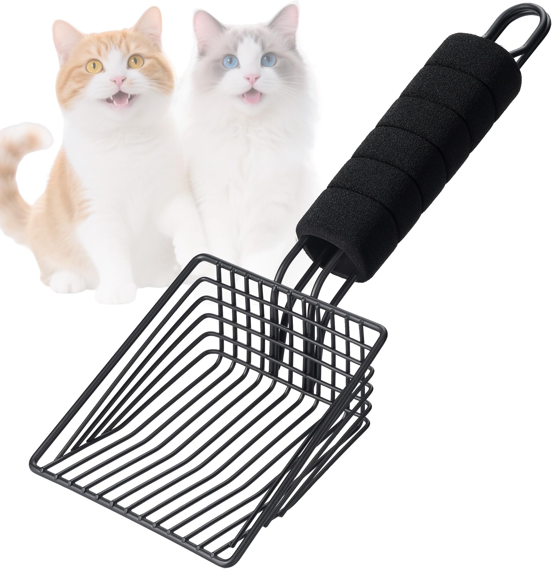BasicForm Metal Cat Litter Scoop - Fast Sifting Deep Shovel with Comfy Handle, Designed for Multi-Cat Owners