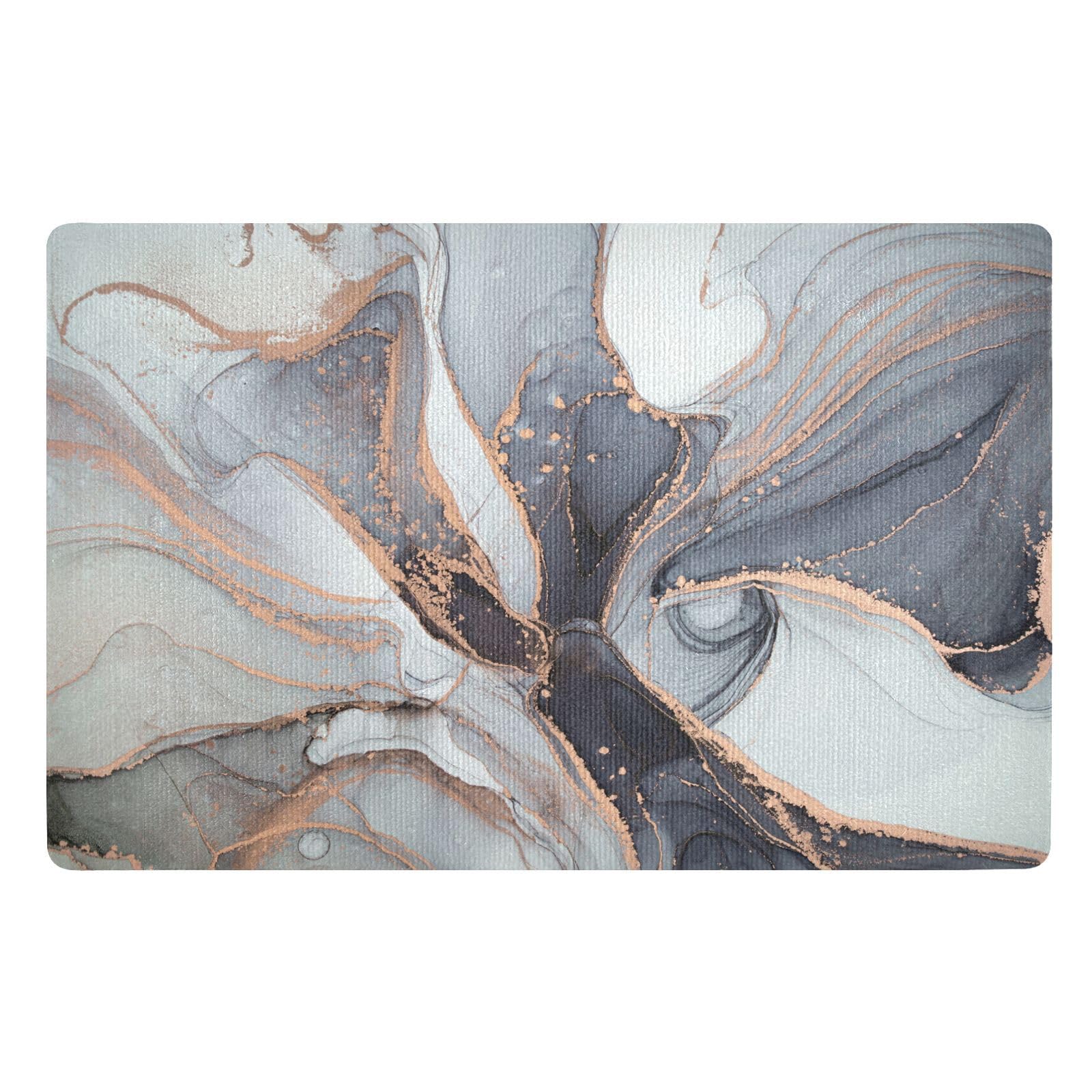 Paillasson absorbant en marbre gris et agate dorée au design luxueux 50x80cm