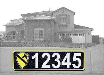 Customized Military Curb Wrap, 3x10 inches Reflective Personalized Made In USA Curb Address Numbers Army Air Cavalry, pack of 1