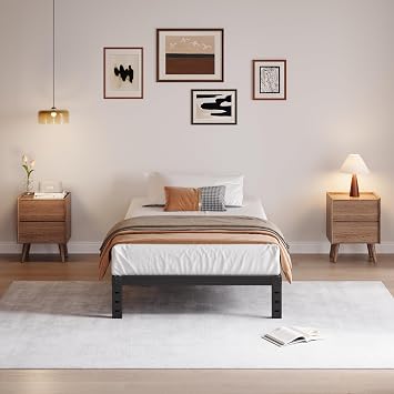 Twin Size Bed Frame 12 High Heavy Duty Platform Bed Frame,Sturdy Steel Frame,No Box Spring Needed,Noise-Free,Easy Assembly