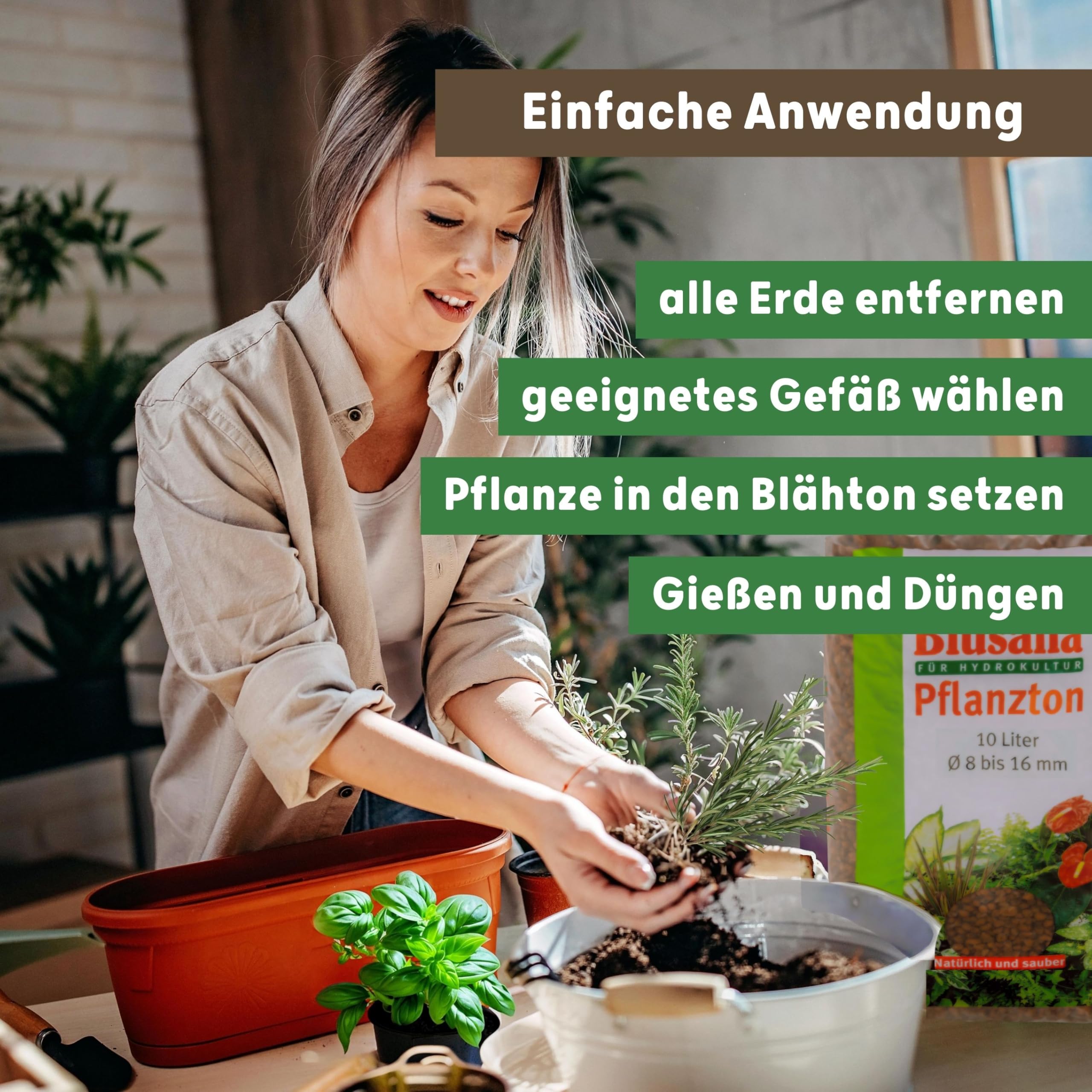 Pflanzton-Granulat Blähton 50l | Pflanzsubstrat für Hydrokultur | Ton-Granulat Körnung 8-16mm | Pflanzton Drainagematerial & Bodenauflockerung