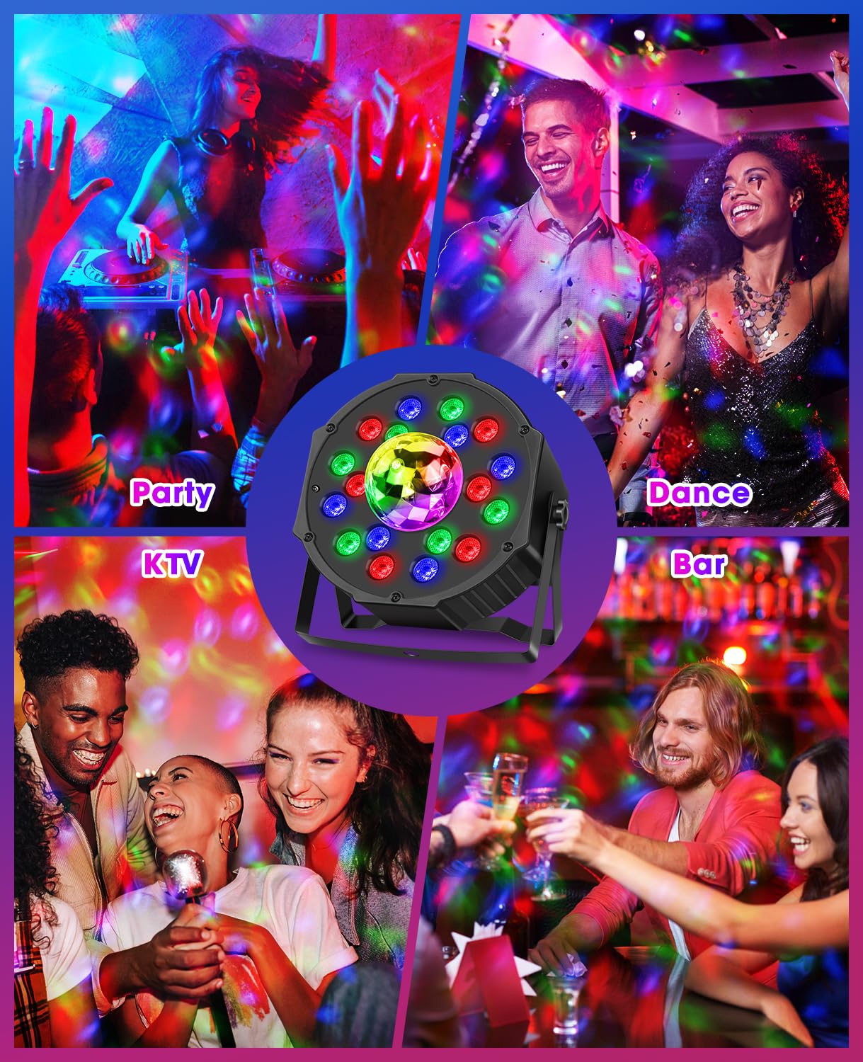 MOSFiATA Focos LED RGB con Luz de Bola de Discoteca Luces DMX para Fiesta Discoteca Celebraciones Escenarios, 2 Pcs