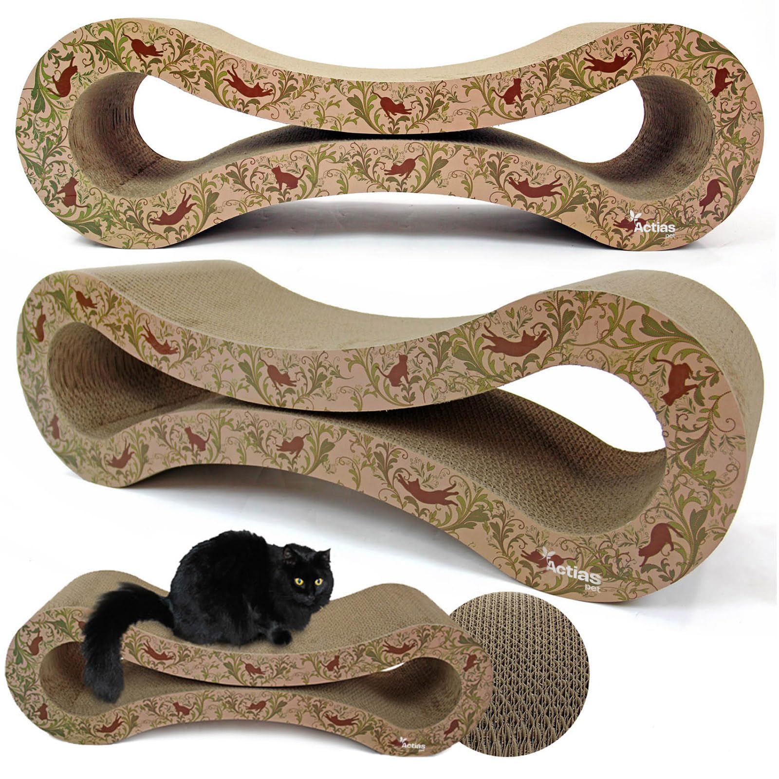 Actiaspet - Large Cardboard Corrugated Sofa Bed Cat Scratcher with Free Catnip (Elegant Cat)