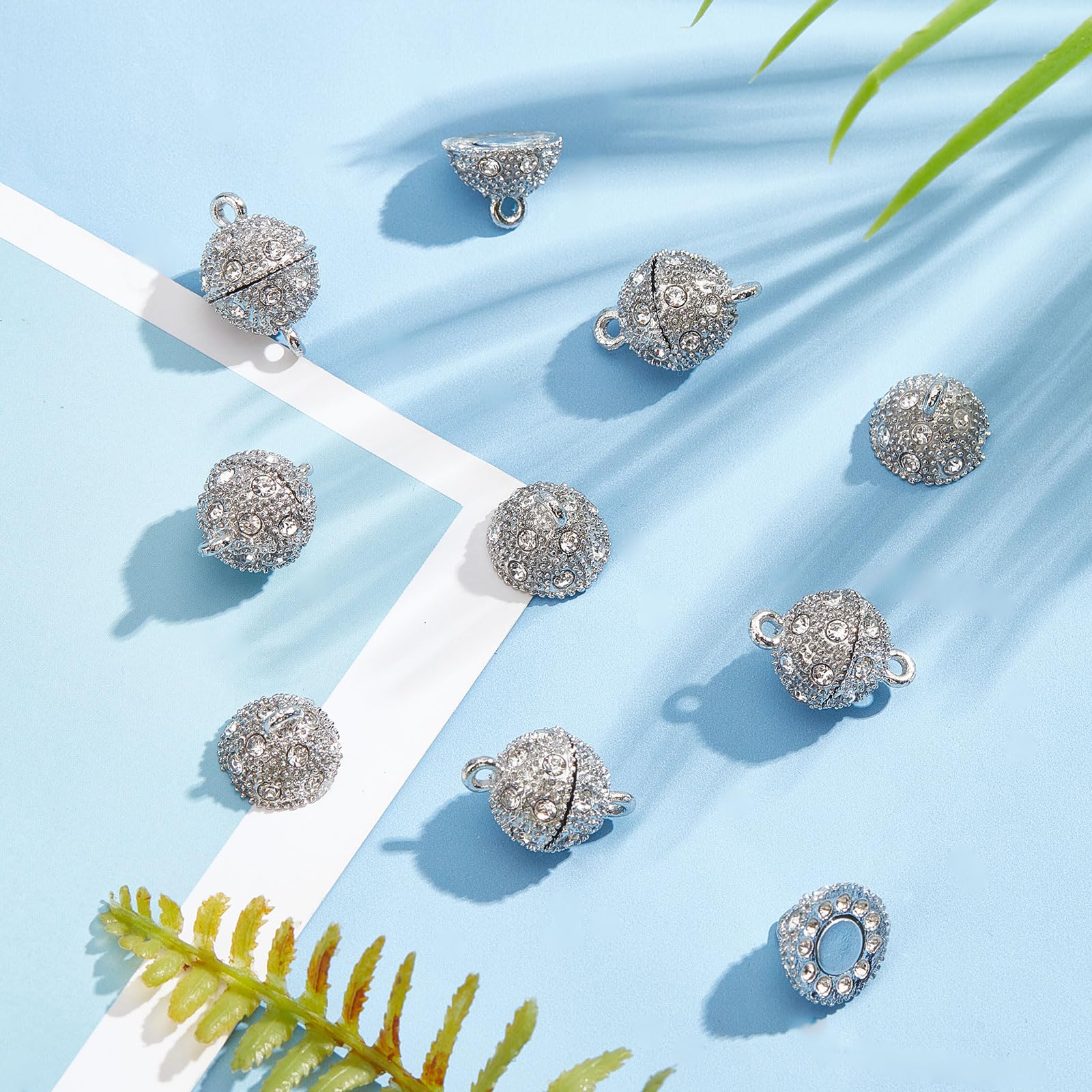 12 Chiusure Magnetiche Per Gioielli - Oro E Argento Con Strass - Foto 3