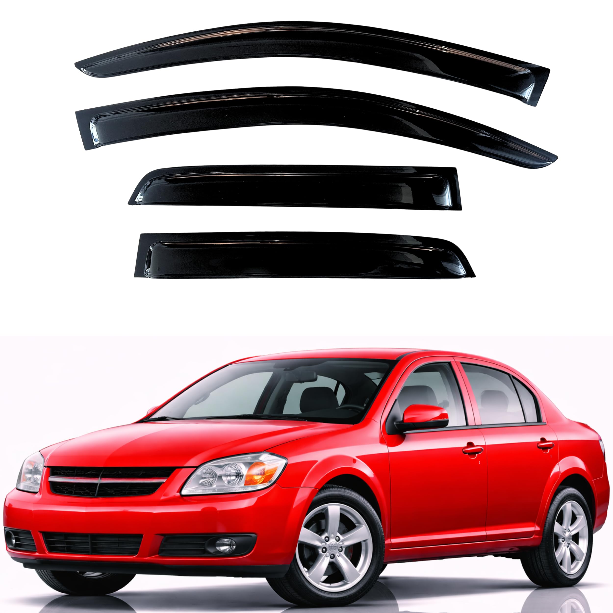 KPY Rain Guards Fit for 2005-2010 Chevrolet Cobalt, Out-Channel Window Visors Vent Wind Deflectors 4PC, Car Accessories for 05-10 Chevy Cobalt