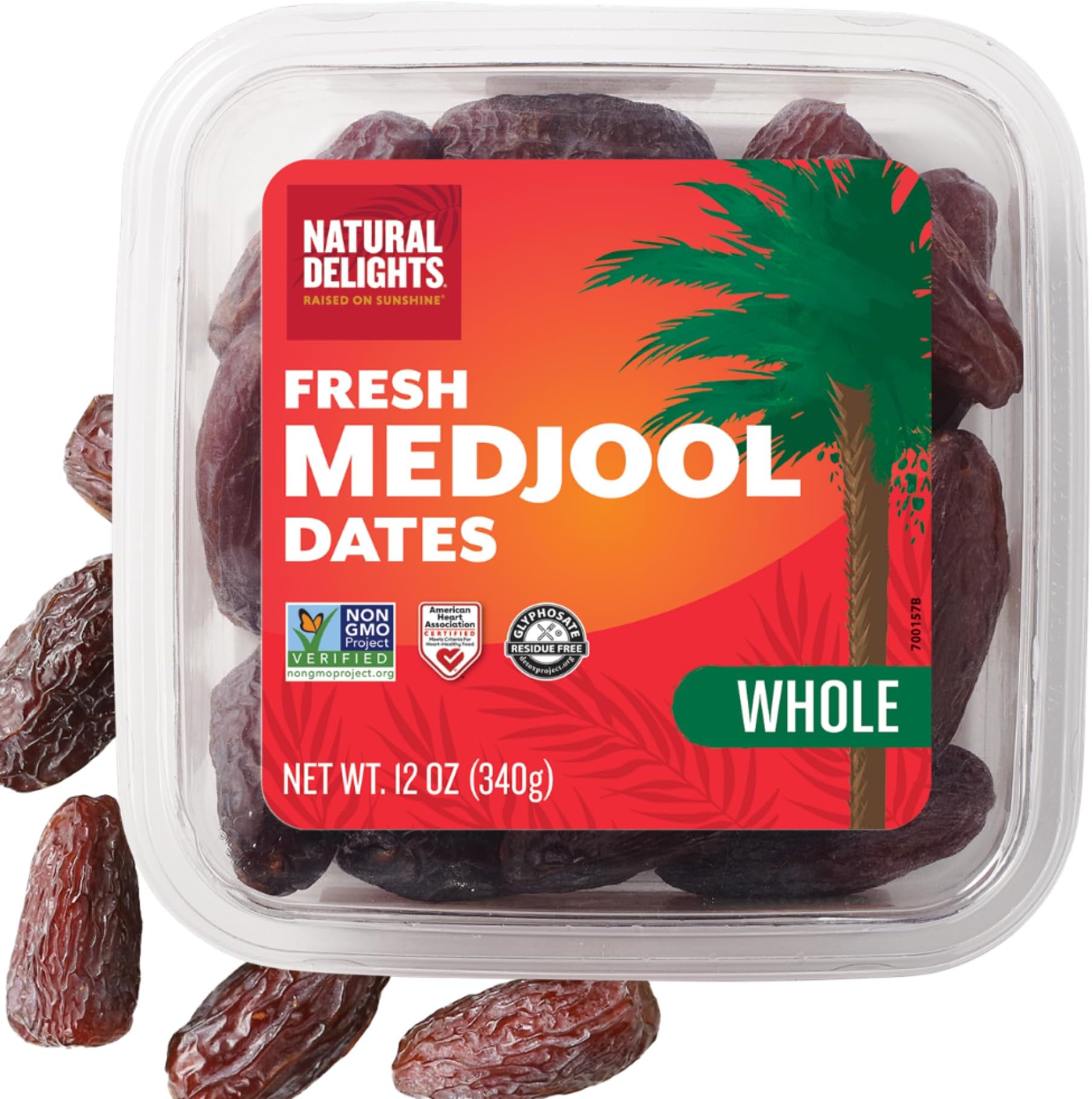 Natural Delights Medjool Dates โ Large & Plump, Whole Non-GMO Verified, Good Source of Fiber, Naturally Sweet Fruit Snack, Perfect for On-the-Go - Medjool Dates Whole, 12 oz Container