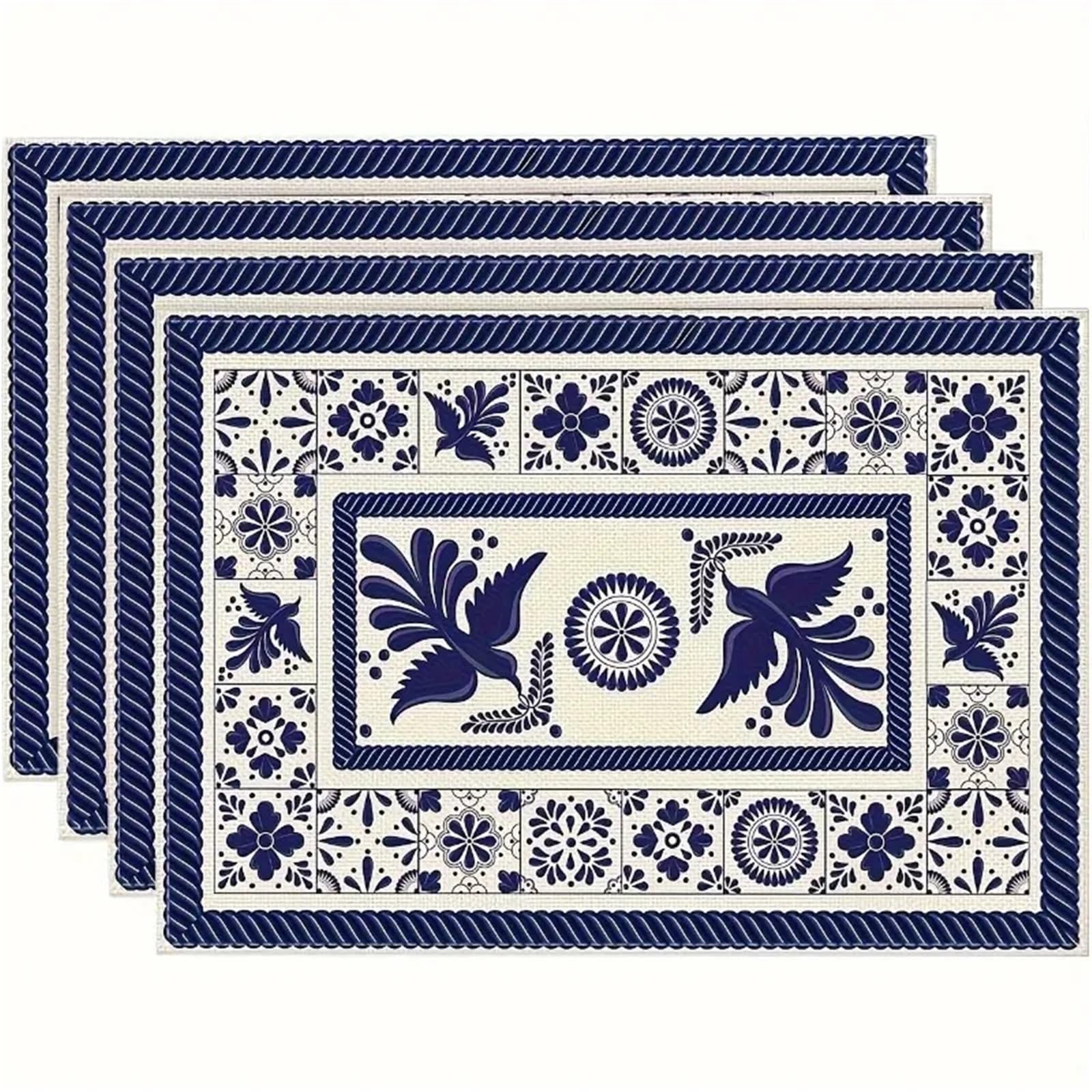 Sets de table en céramique phoenix x8 tapis de cuisine 32x42cm