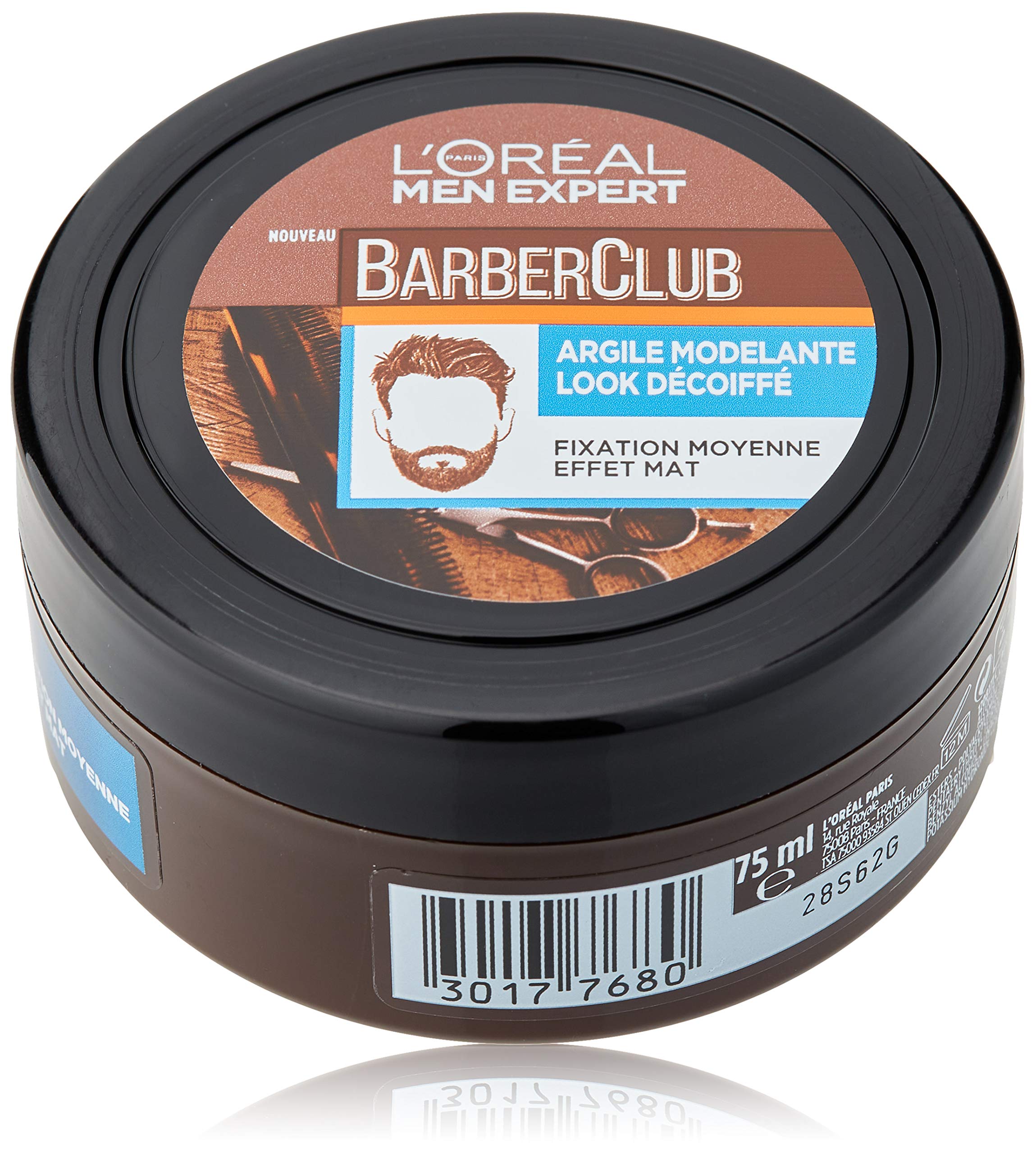 L'Oréal Men Expert BarberClub Modelling Clay for Decreased Look - Medium Fixation & Matte Effect - 75ml, 75 ml (Pack of 1)