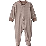 little planet by carter\'s Neutral Sleep and Play made with Organic Cotton, Brown Stripe, 9M