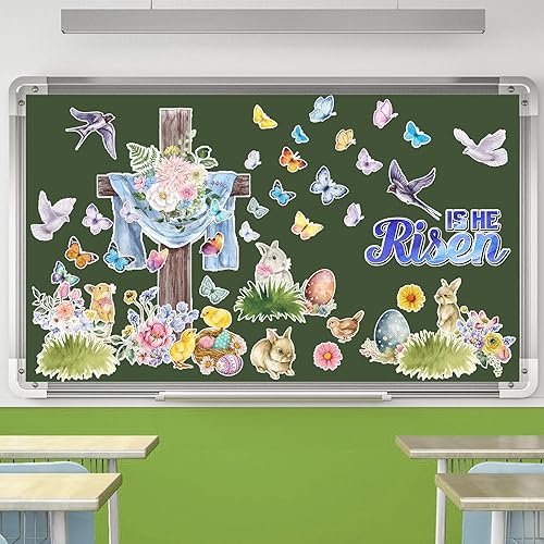 Chiisong Easter Bulletin Board Decorations He Is Risen Cross Classroom