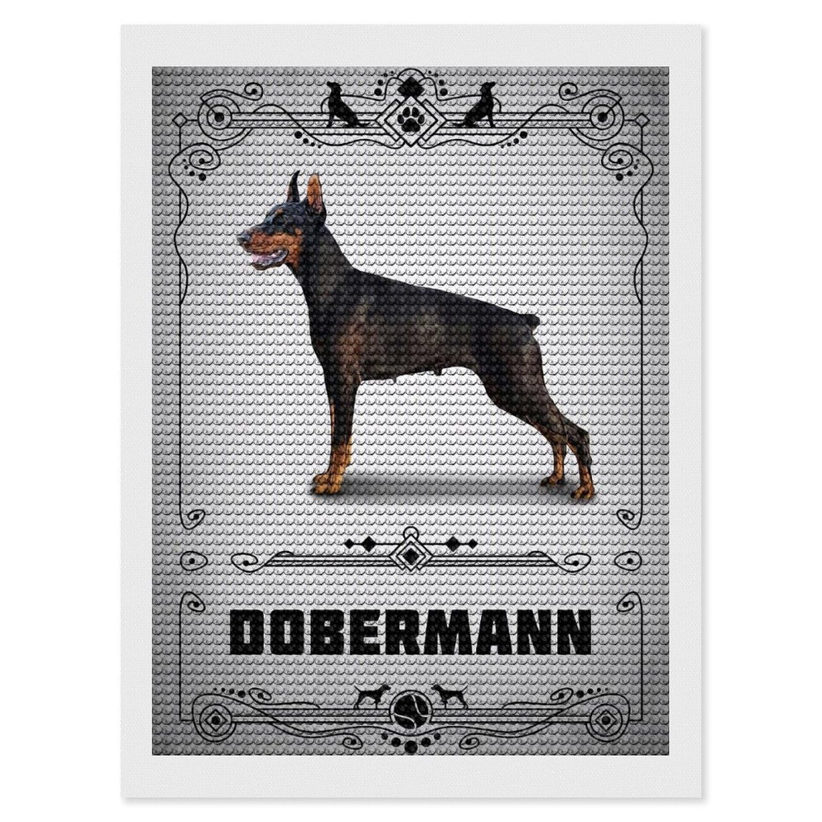 Junmoney Dobermann Diamond Art Kit 12"x16", Neat Printed Canvas, Finish and Display, Relaxing DIY Hobby, Living Room Decor