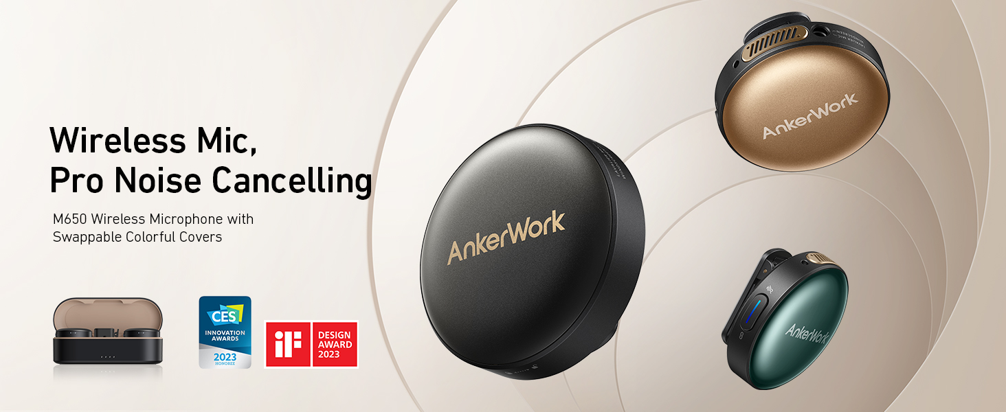 AnkerWork M650 Wireless Lavalier Microphone, Pro Noise